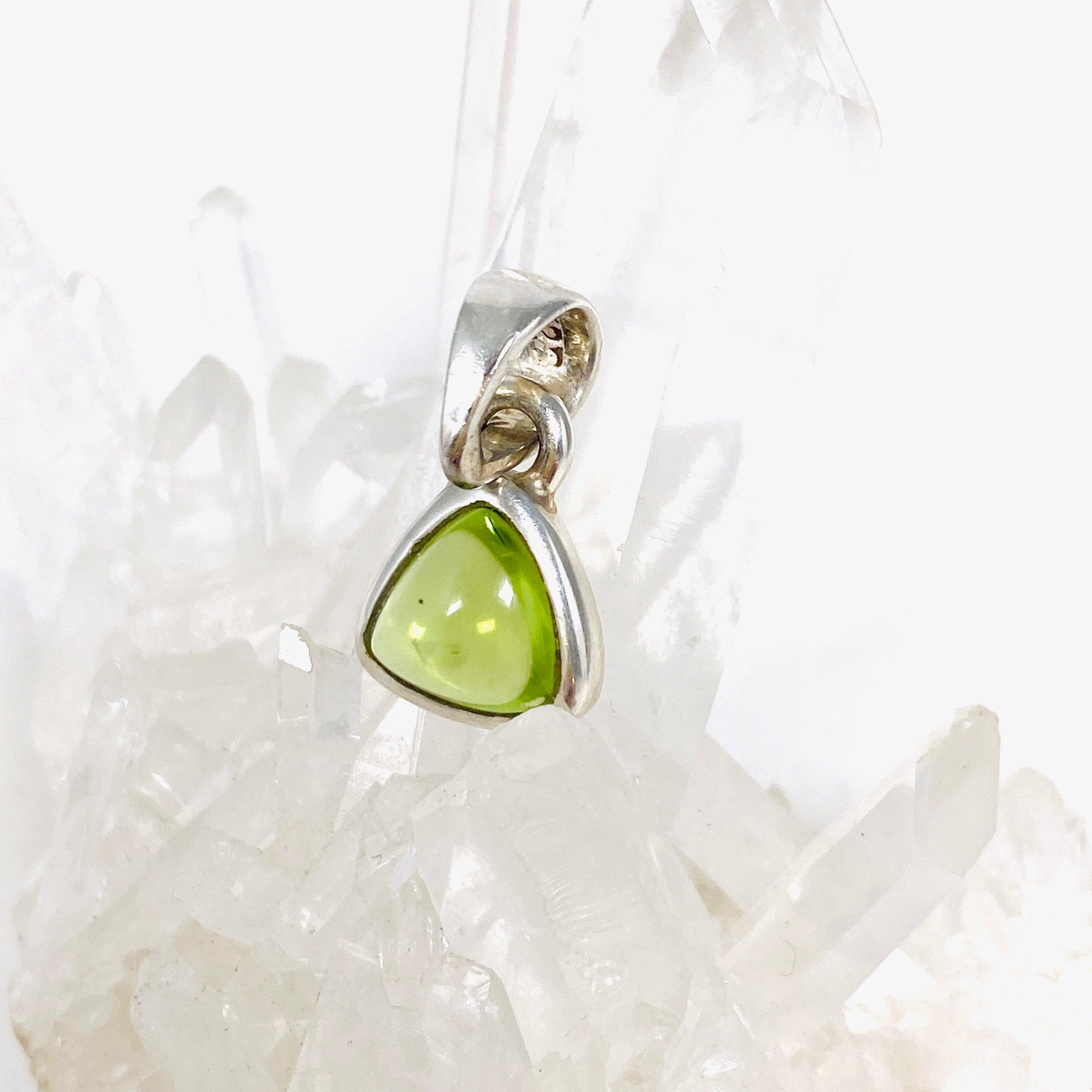 Natural Peridot Triangle Cabochon Pendant - Dainty Green Gemstone Jewelry for Women - Perfect for Everyday Wear & Special Occasions
