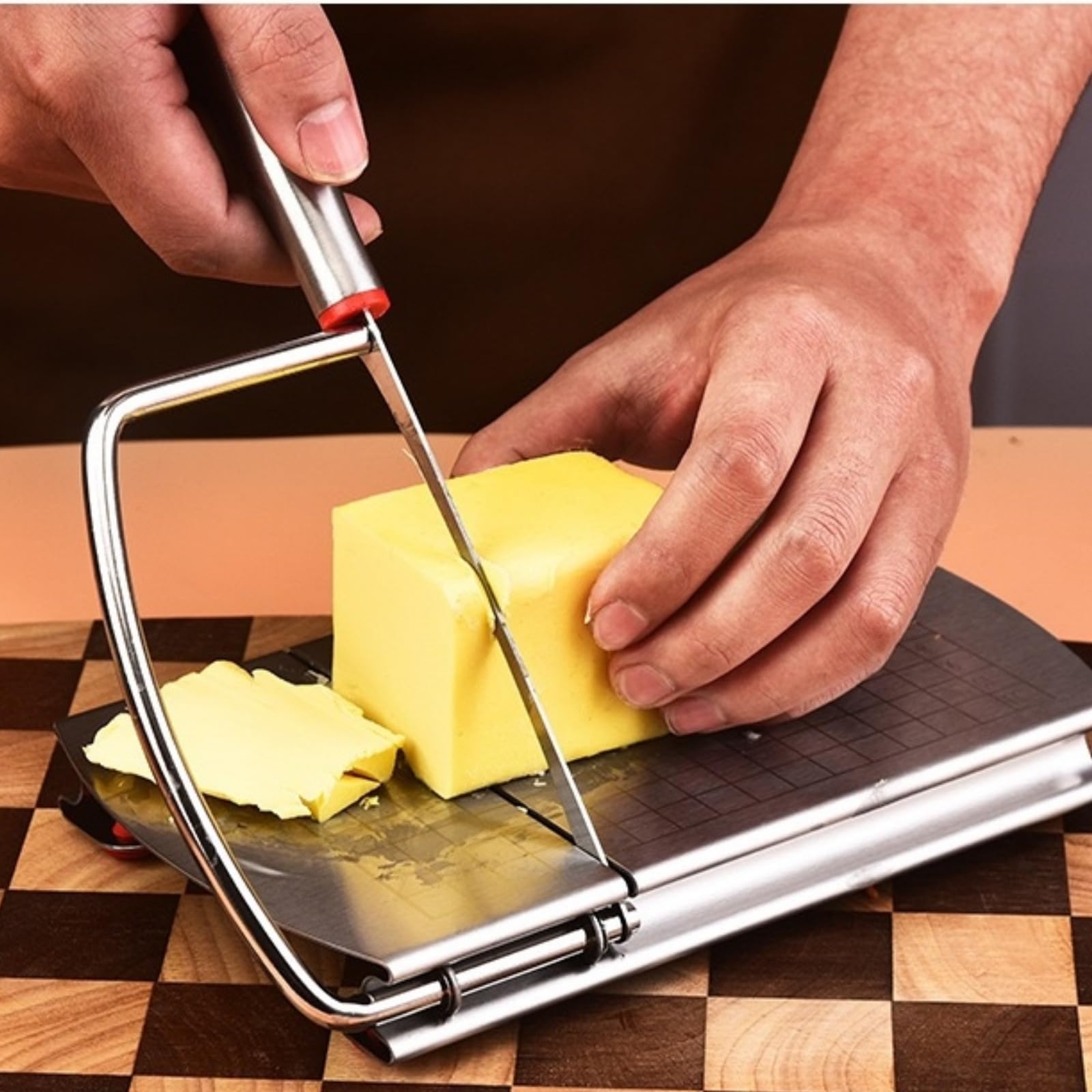 Premium Stainless Steel Cheese Slicer with Blade Scale - Perfect for Block Cheese, Sausage & Fruits - Includes 2 Cheese Knives - Ideal for Kitchen, Charcuterie Boards & Entertaining