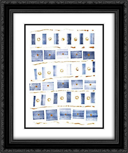 Wild Apple Portfolio 15x17 Black Ornate Framed Double Matted Museum Art Print - Ocean Blue III - Perfect for Living Room, Bedroom & Office Wall Decor