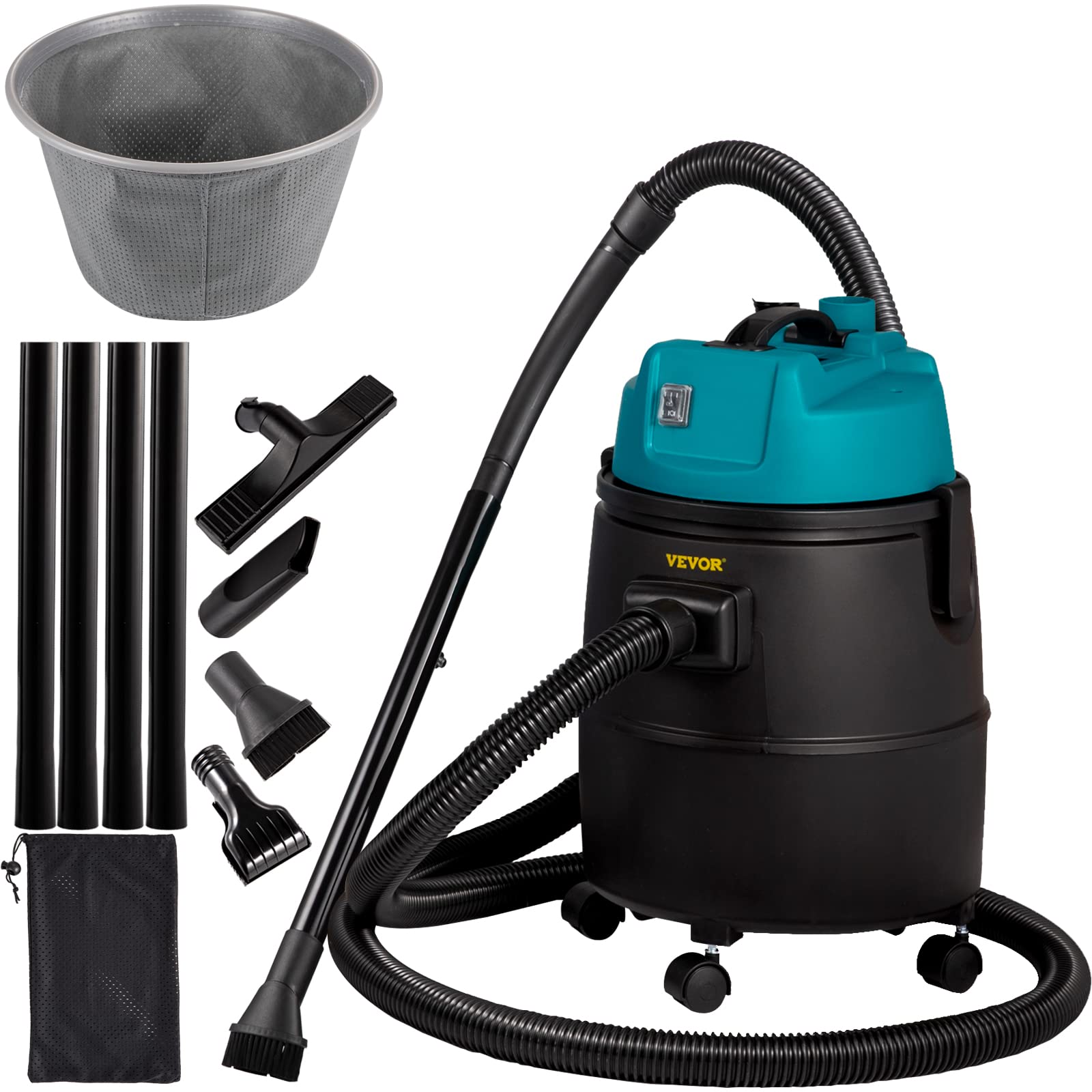 VEVOR 1400W Powerful Pond Vacuum Cleaner with 13ft Intake Hose, 4 Extension Tubes, 15ft Power Cord, 4 Brush Heads & Nozzles - Ideal for Garden Pond Cleaning, Water Feature Maintenance, and Koi Fish Tank Cleaning