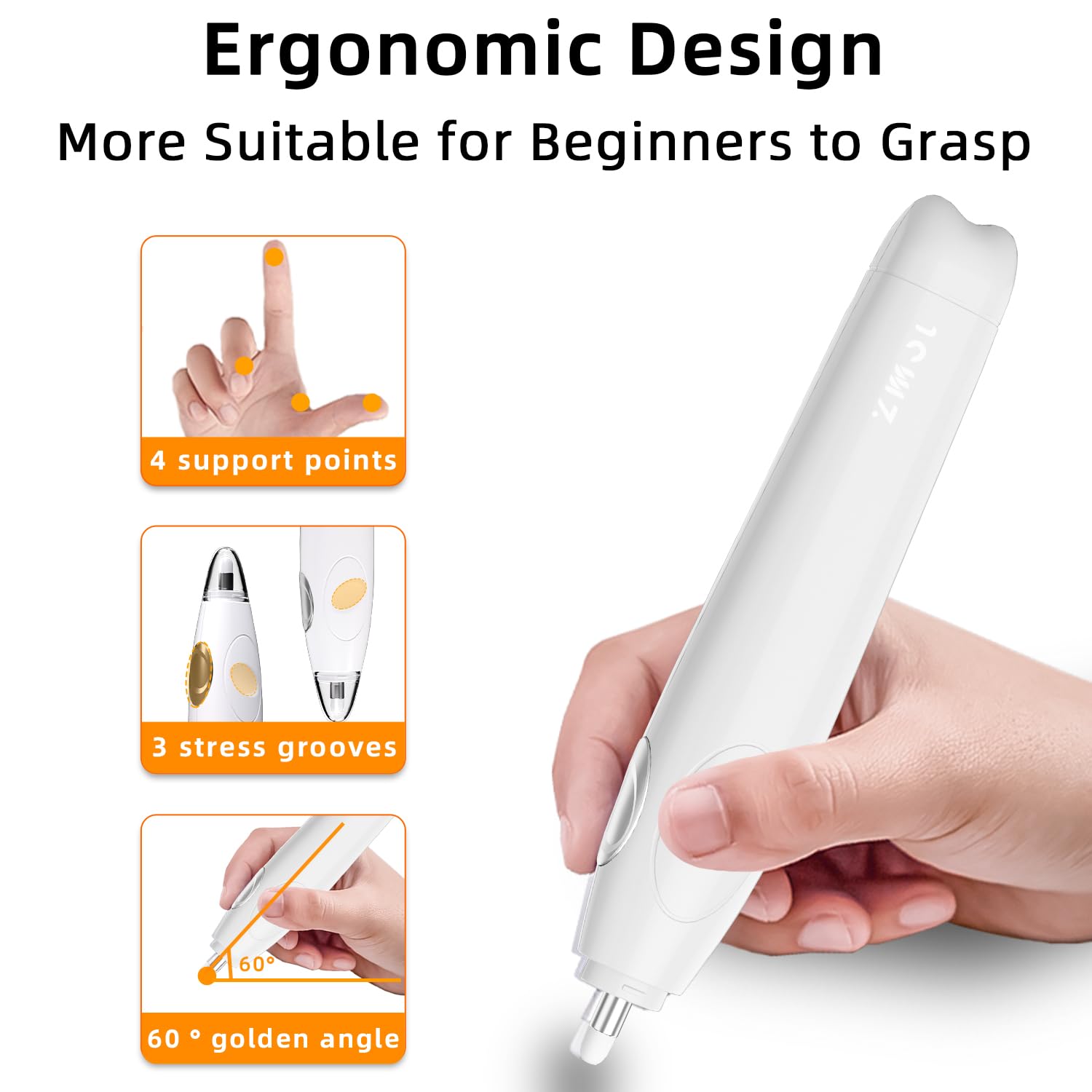 ZMOL Rechargeable Electric Eraser Kit for Artists - 140 Refills, Portable Battery-Operated Eraser for Precise Drawing, Sketching & Crafts (White) | Perfect for Art Projects, School Work & Professional Design