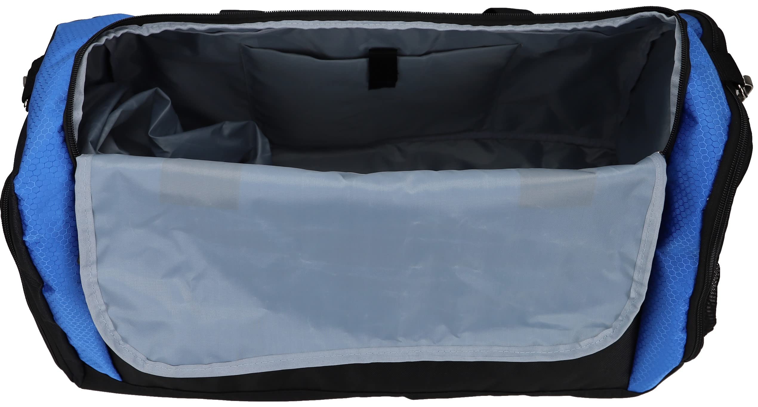 FoolsGold Large Sports Holdall Duffel Bag - Waterproof Gym Bag for Men & Women - Perfect for Travel, Workout, Sports Gear Storage (Black/Blue)