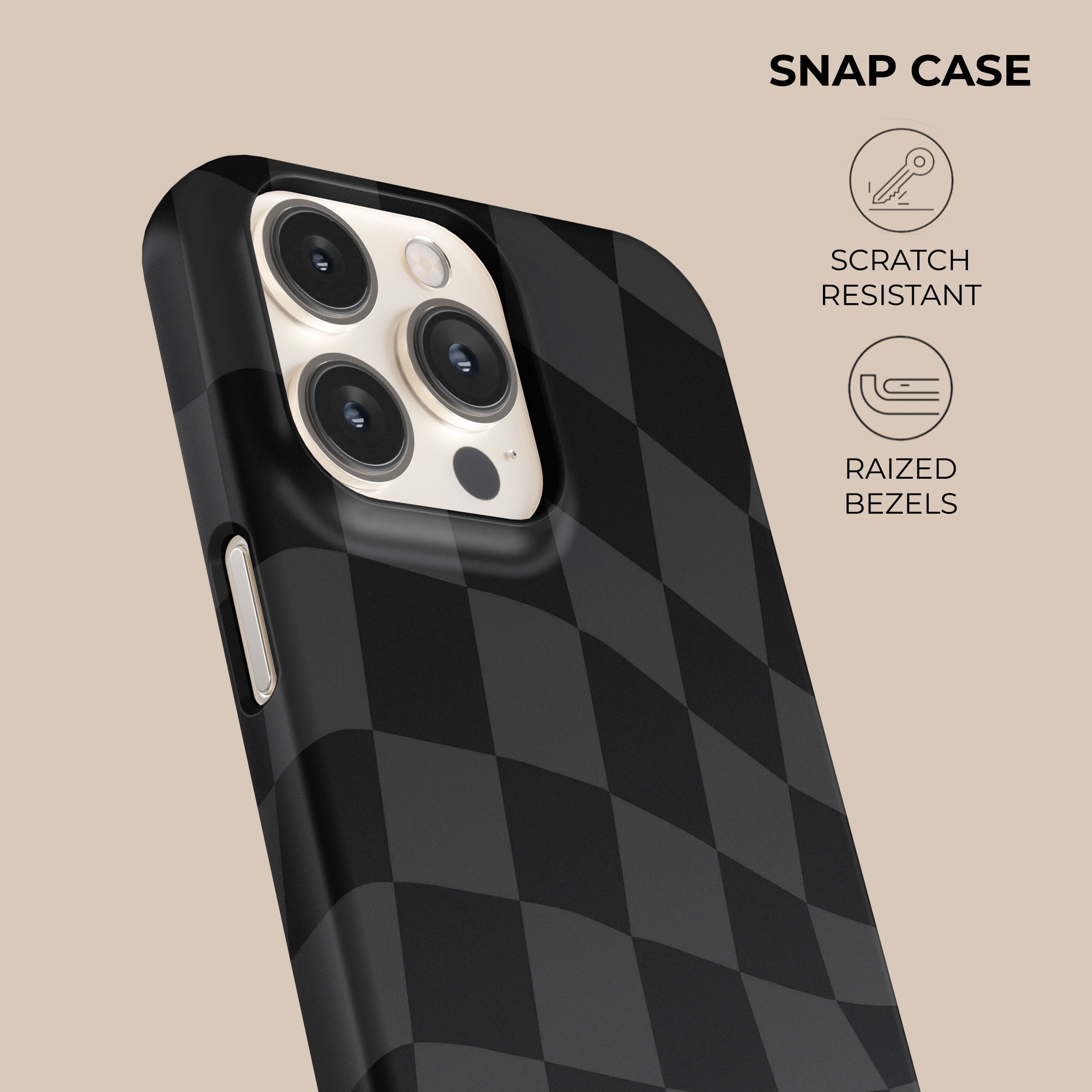 Black Wave Checkered Phone Case for iPhone & Samsung - Trendy Protective Cover with Grip for Everyday Use, Travel & Outdoor Activities