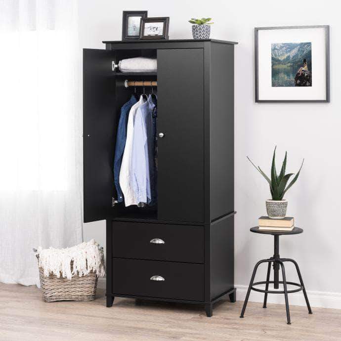Yaletown Armoire - Elegant Wooden Wardrobe with Mirror & Storage for Bedroom, Living Room & Closet Organization