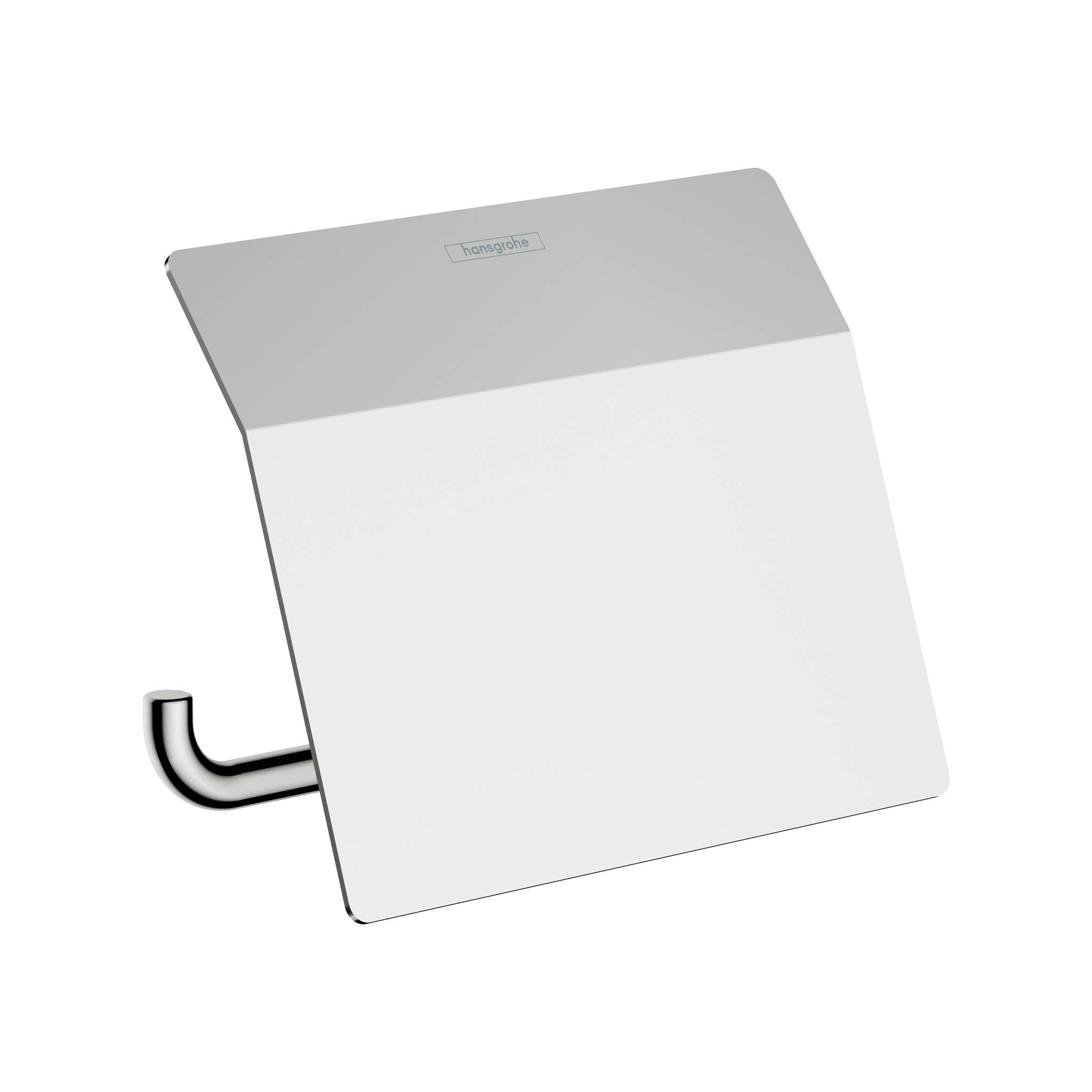 Hansgrohe Modern Metal Toilet Paper Holder with Cover - 6-inch Roll, Chrome Finish (Model 41753000) - Perfect for Bathroom, Restroom & Home Decor