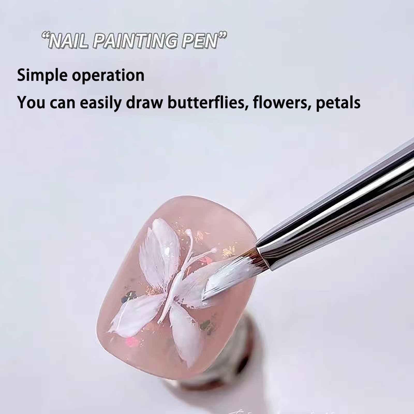 1PC Professional Nail Art Pen for Drawing Petals & Butterflies - Fine Tip Nail Design Brush for DIY Manicure, Perfect for Salon & Home Nail Art Decoration