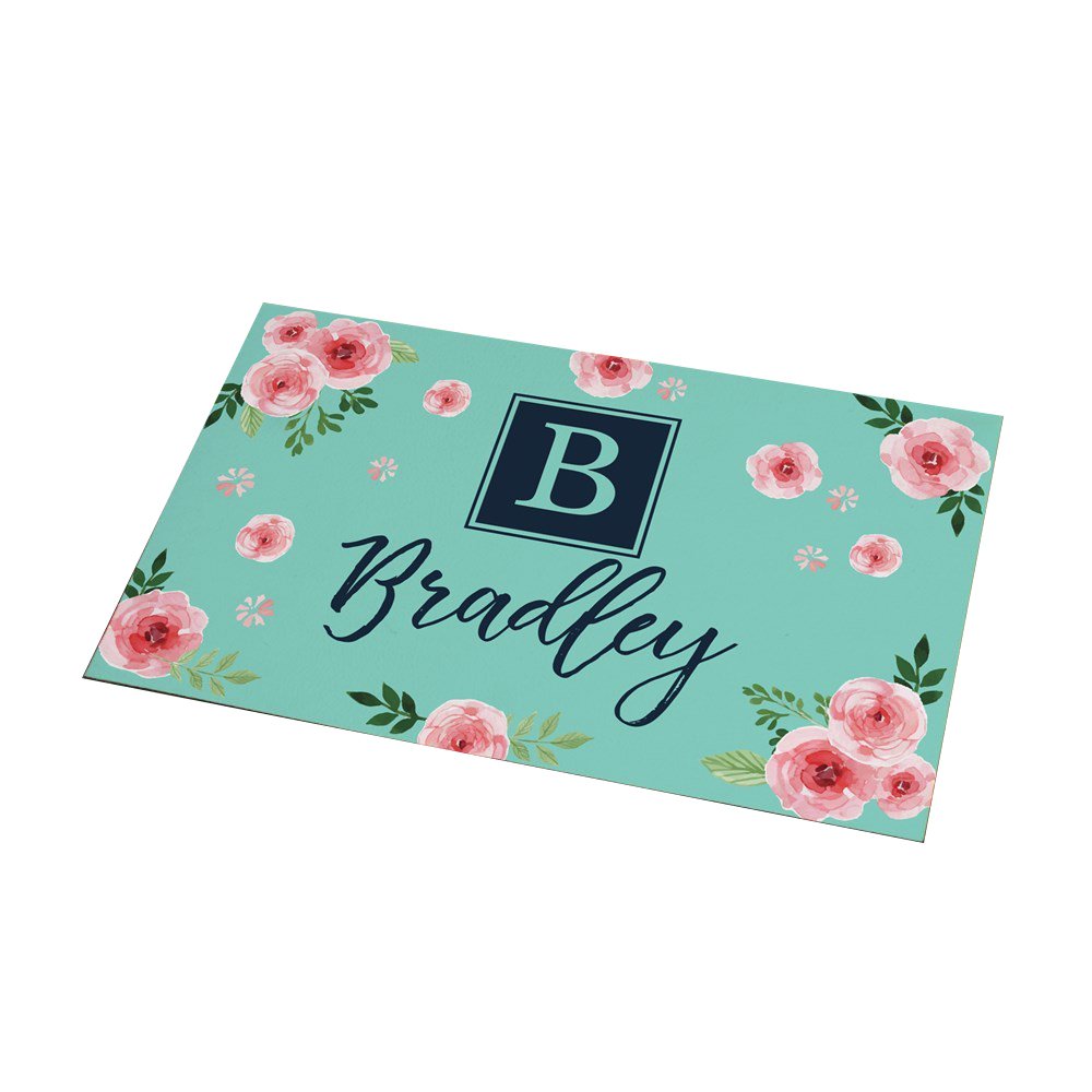 Personalized Spring Roses Doormat - Custom Welcome Mat for Front Door, Housewarming Gift, Home Decor - Perfect for Entryway, Porch, and Indoor Use