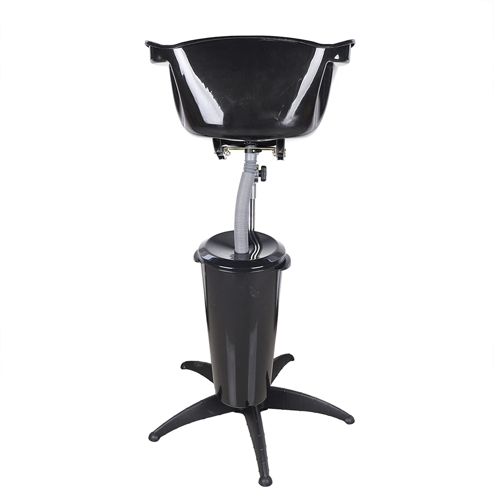 **Adjustable Height Portable Salon Shampoo Sink with Drain Hose - Deep Hair Washing Basin for Barber & Salon (103-139cm, Black) - Perfect for Backwash, Hair Treatment & Styling Services**