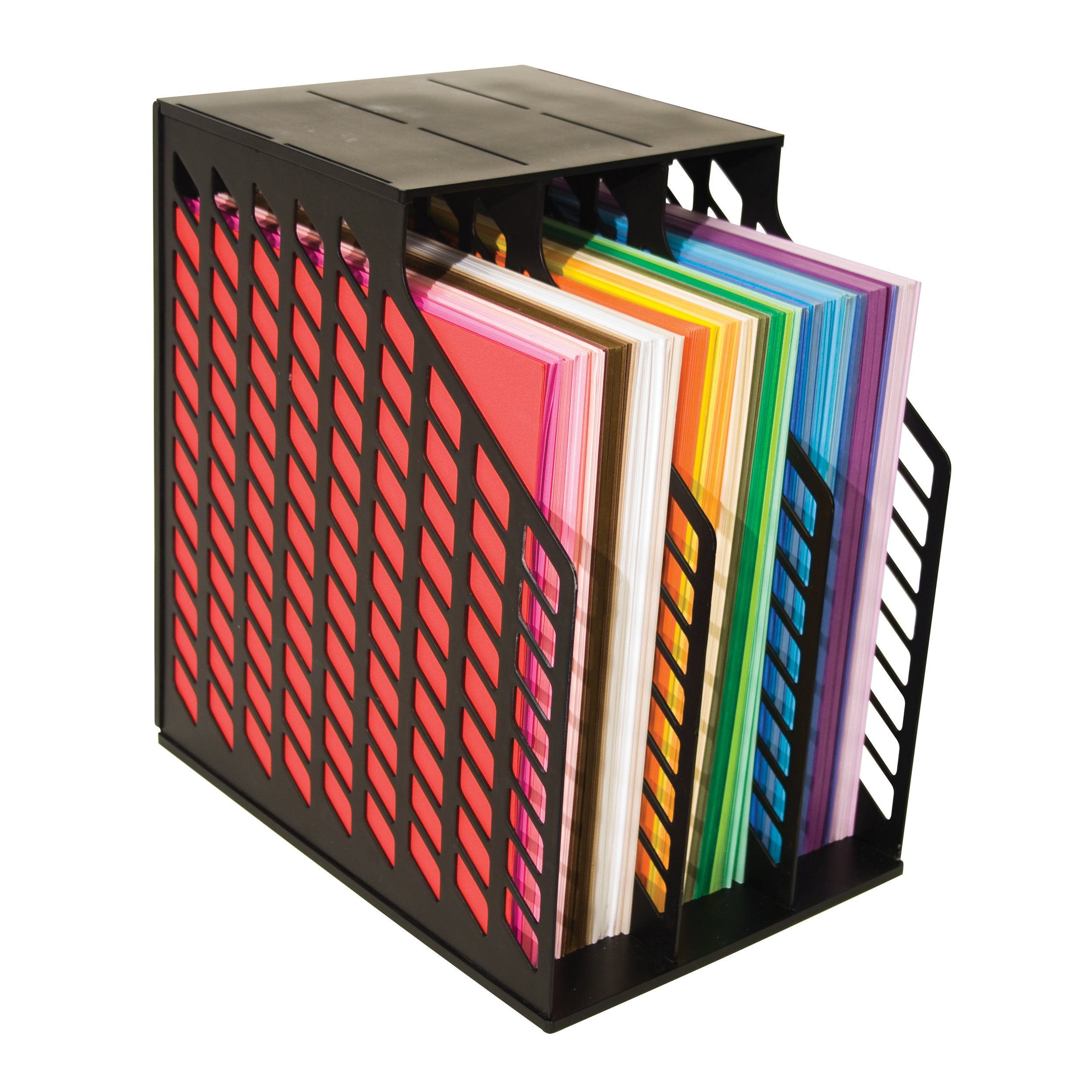 Storage Studios 3-Slot Easy Access Paper Organizer - 9.5 x 13.5 x 14.5 Inches Black File Holder for Office, Home & Classroom (CH92579) - Perfect for Desk Organization, Document Storage & School Supplies