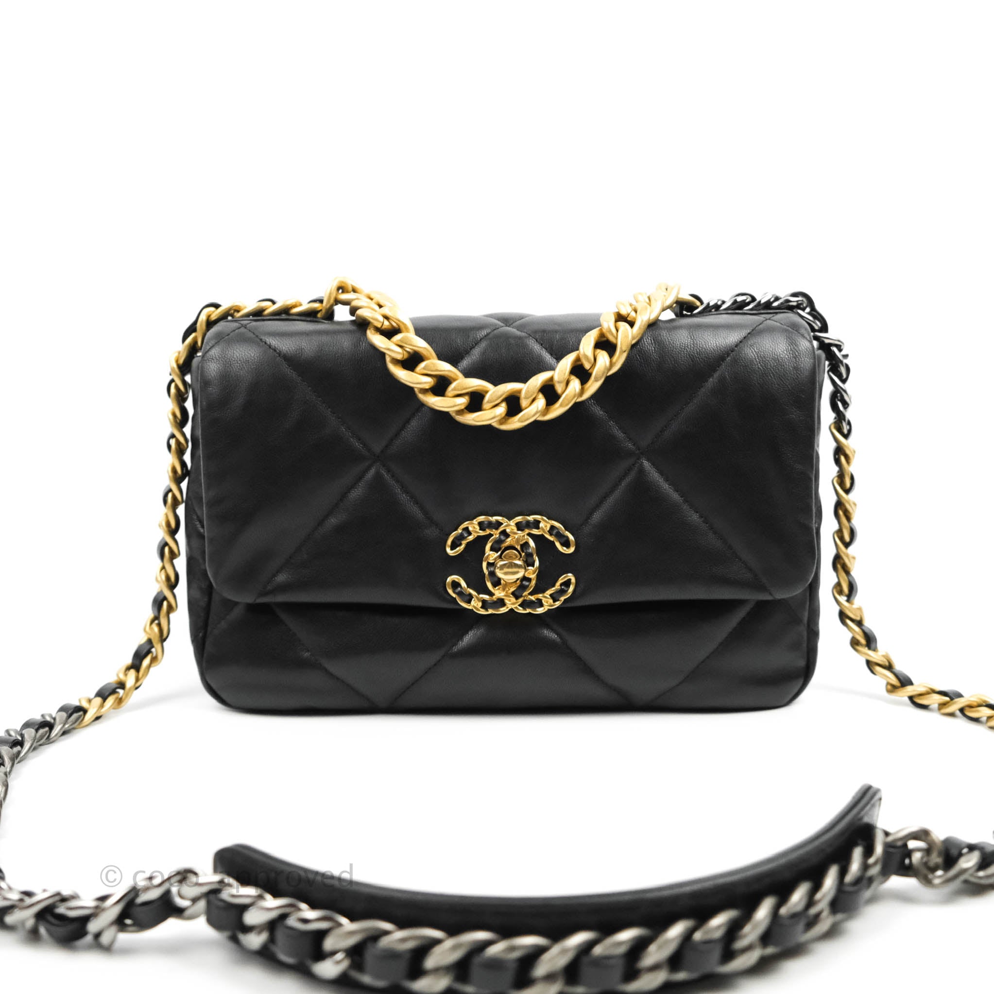 Chanel 19 Small Black Goatskin Leather Bag with Mixed Hardware - Luxury Designer Handbag for Women, Perfect for Date Night & Special Occasions