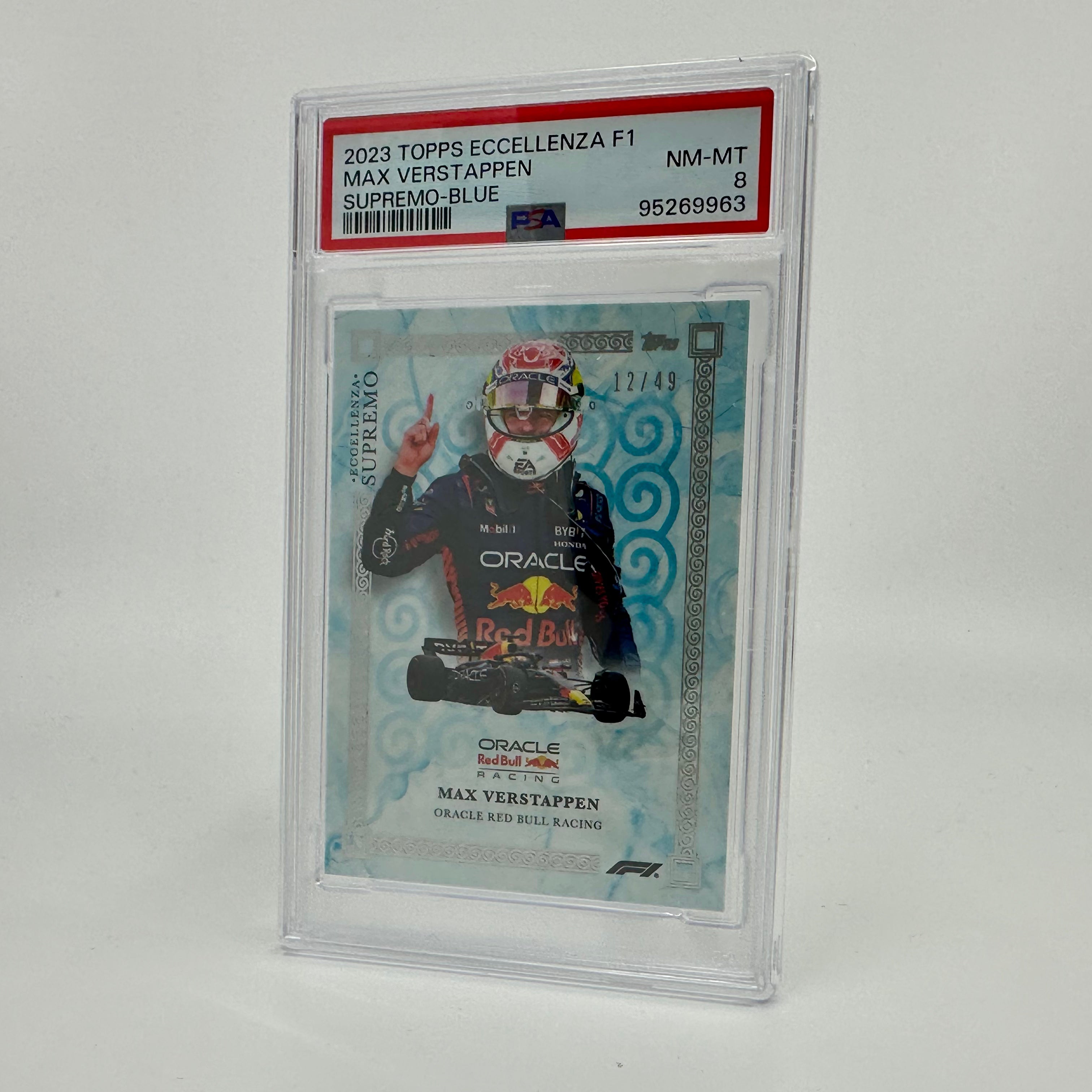 2023 Eccellenza Supremo Max Verstappen Blue PSA 8 12/49 - Premium Trading Card for F1 Collectors & Racing Enthusiasts - Perfect for Display, Investment & Sports Memorabilia Collections