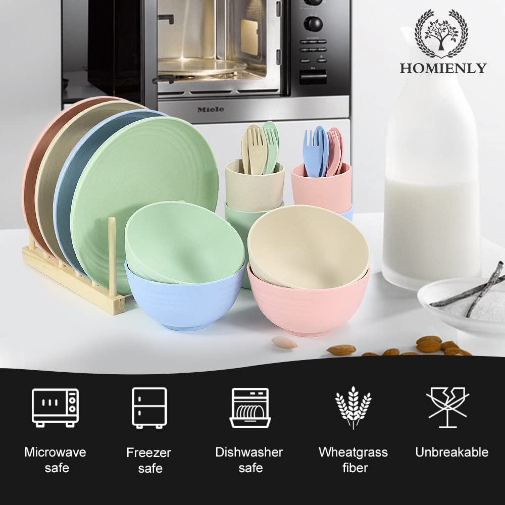 Eco-Friendly Wheat Straw Dinnerware Set - 20-Piece BPA-Free Plates & Bowls | Microwave & Dishwasher Safe | Unbreakable Reusable Tableware for Kitchen, Camping, Picnics & Outdoor Dining