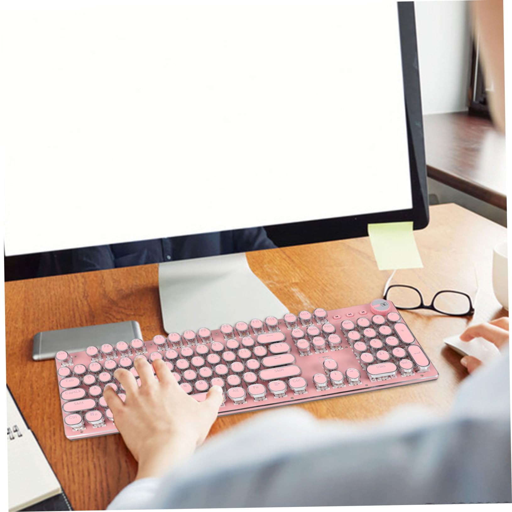 Homoyoyo Lightweight Retro Punk Gaming Keyboard - Mechanical USB Wired Keyboard for PC, Laptop, Mac - Compatible with Windows & macOS | Perfect for Gaming, Office Work & Typing