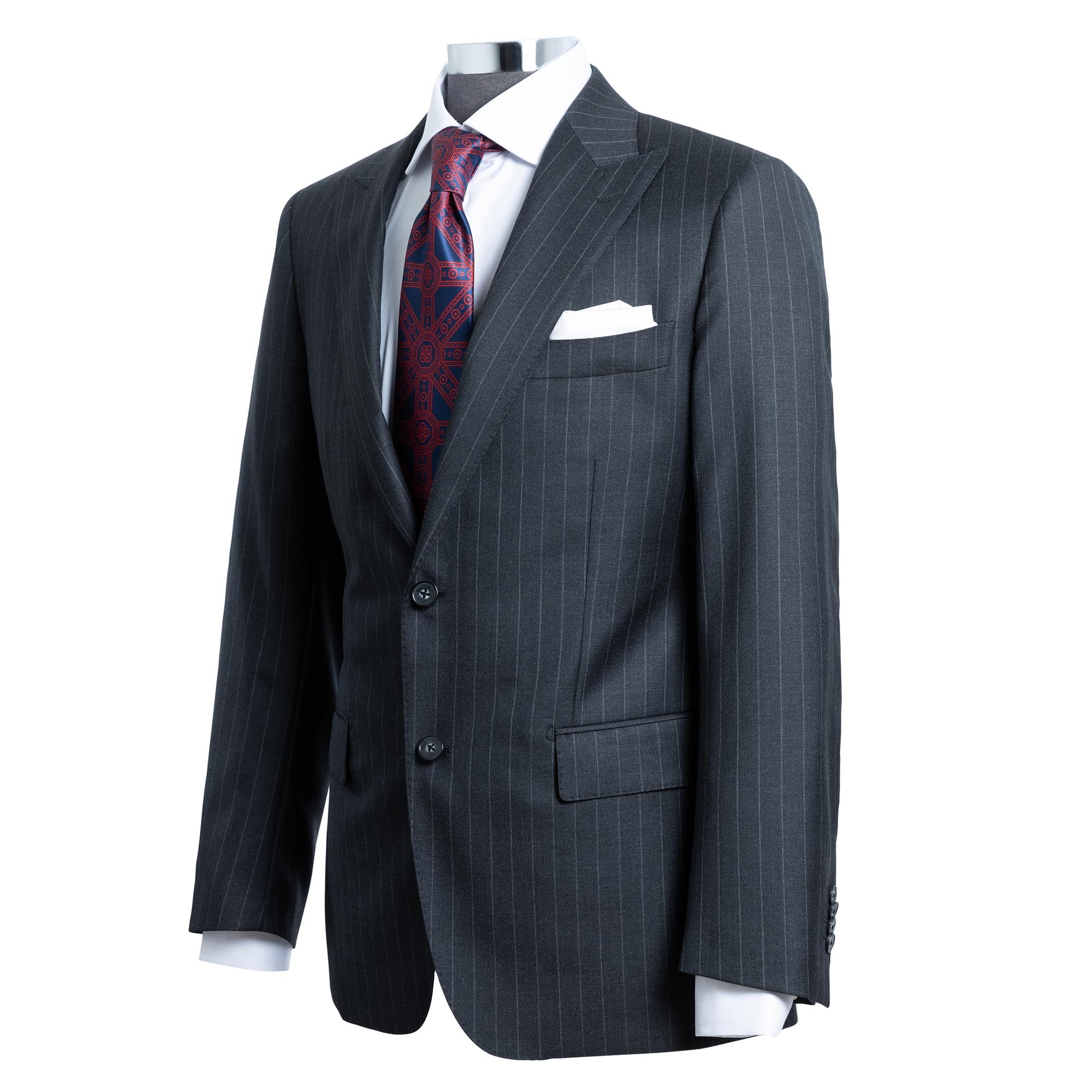 HENRY SARTORIAL Westminster Peak Lapel Suit - Charcoal Stripe Regular Fit Men's Business Suit | Formal Wear for Weddings, Office & Special Occasions