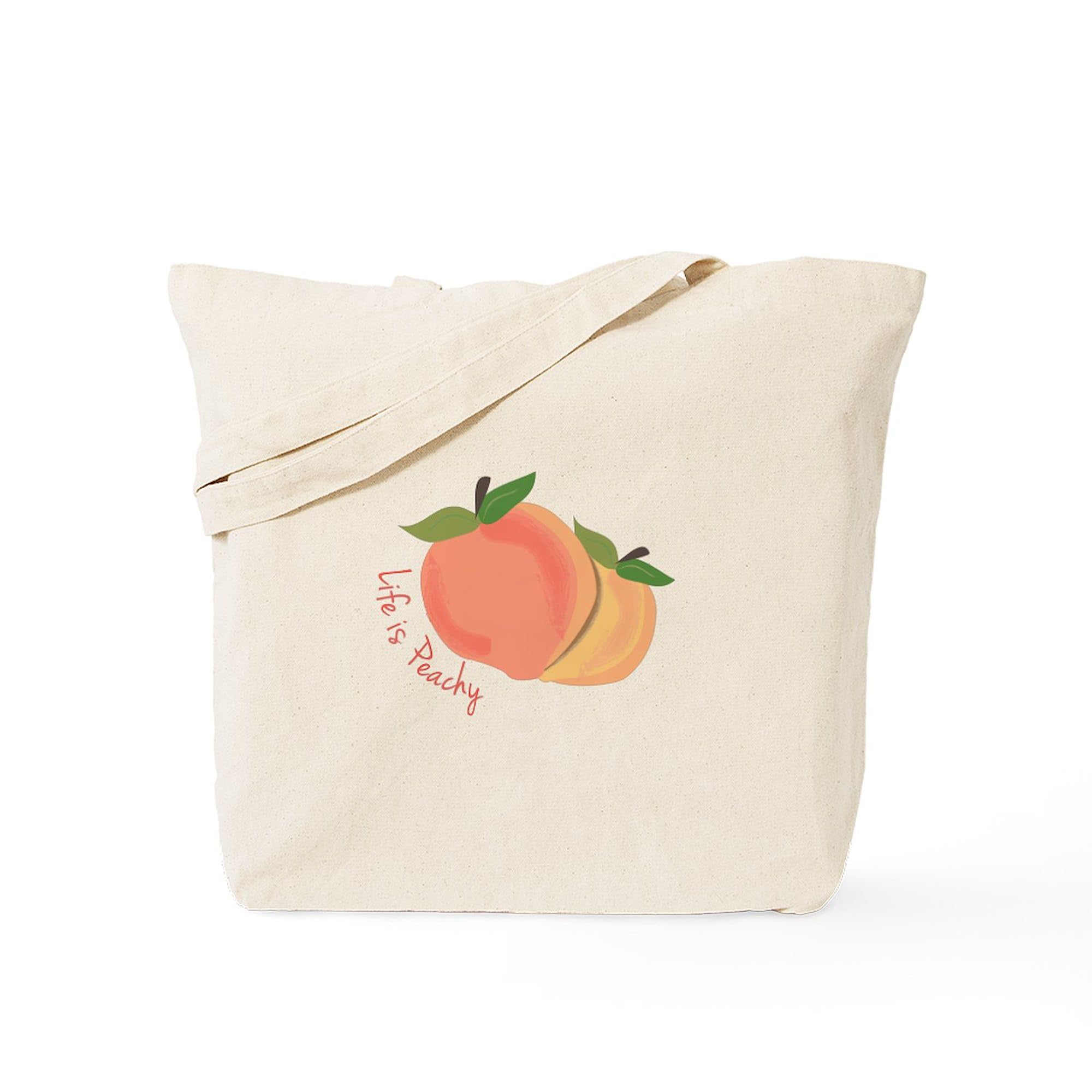Life Is Peachy Natural Canvas Tote Bag - Eco-Friendly Reusable Shopping Bag for Groceries, Beach Trips & Daily Use
