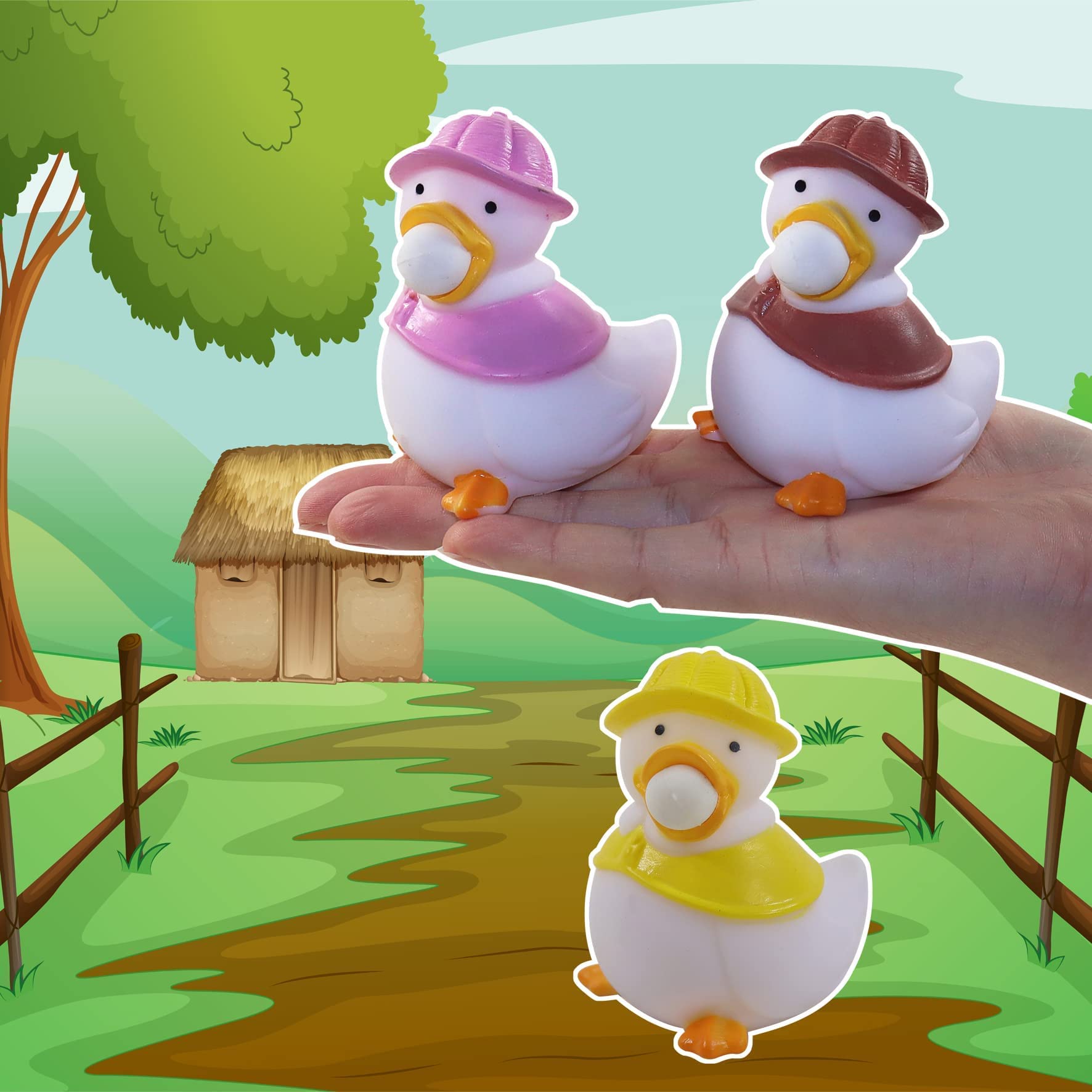 **3 Pack Cute Duck Squishy Fidget Toys for Kids & Adults - Stress Relief for Autism, ADHD, Anxiety - Non-Toxic Sensory Toys for Relaxation & Focus - Perfect for Home, Office & Travel**