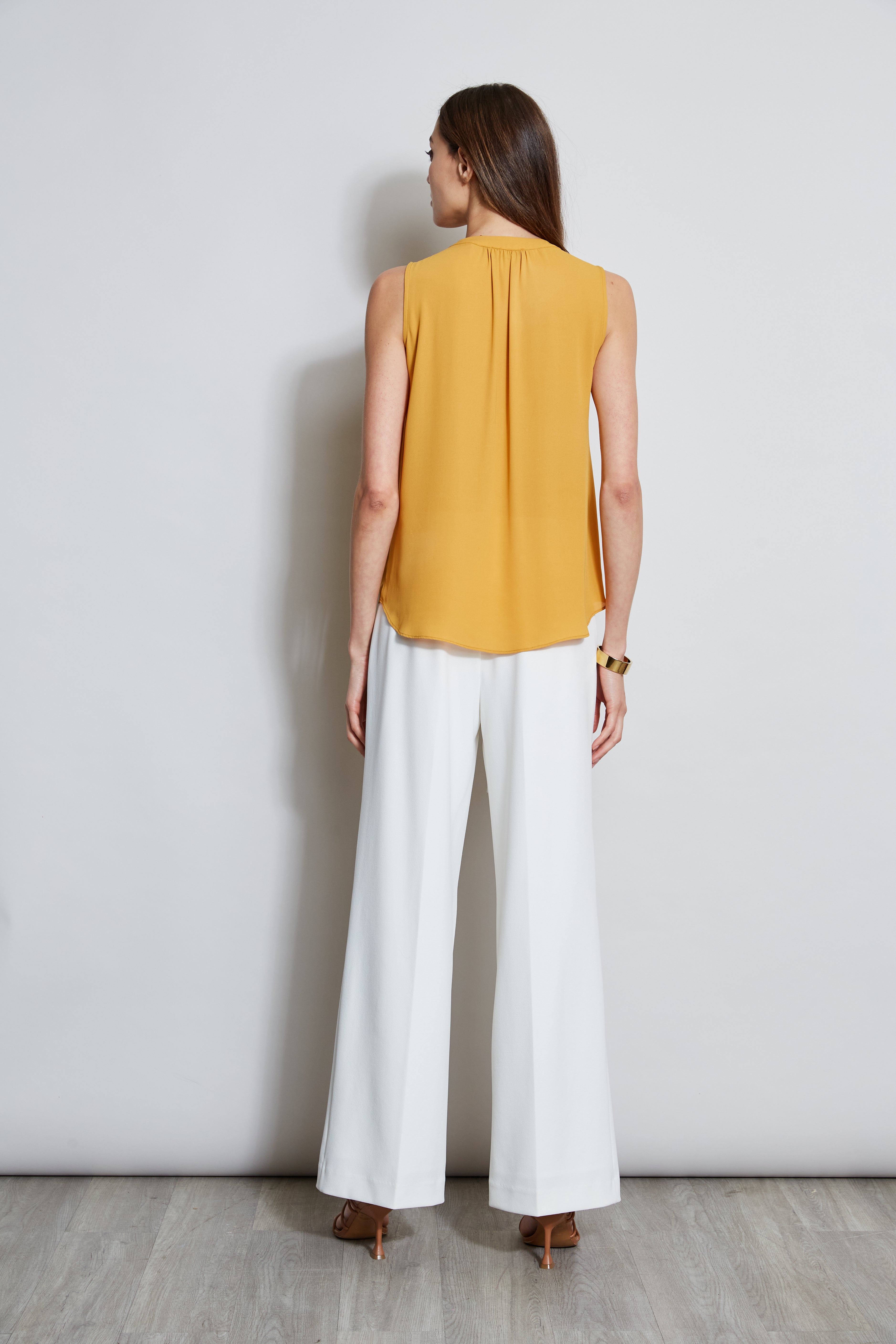 Tahari Women's Sleeveless Split Neck Blouse - Elegant V-Neck Summer Top for Work, Office & Casual Wear