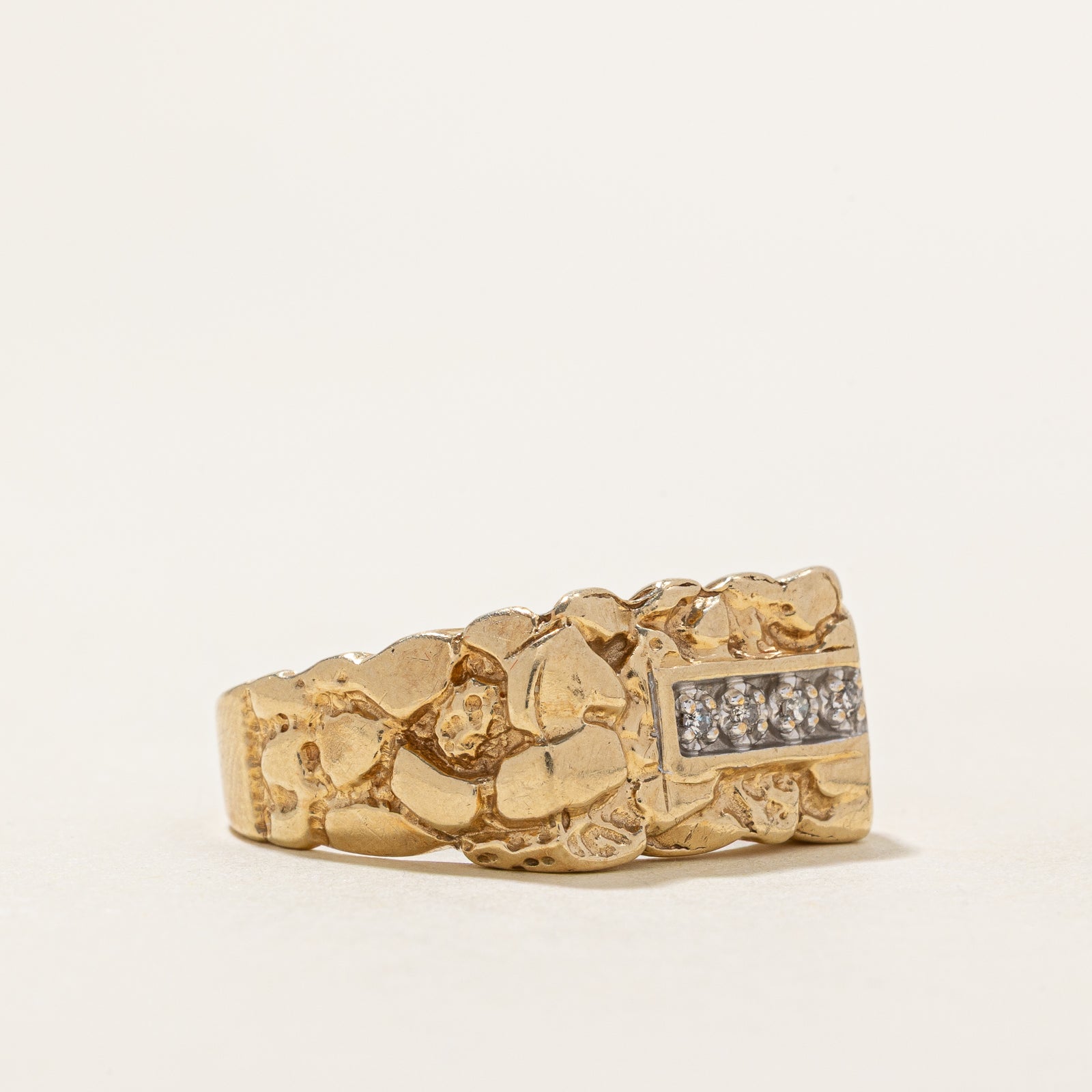 0.04ctw Diamond Nuggety Ring - Size 9 | Elegant Stackable Jewelry for Women | Perfect for Weddings, Anniversaries & Special Occasions