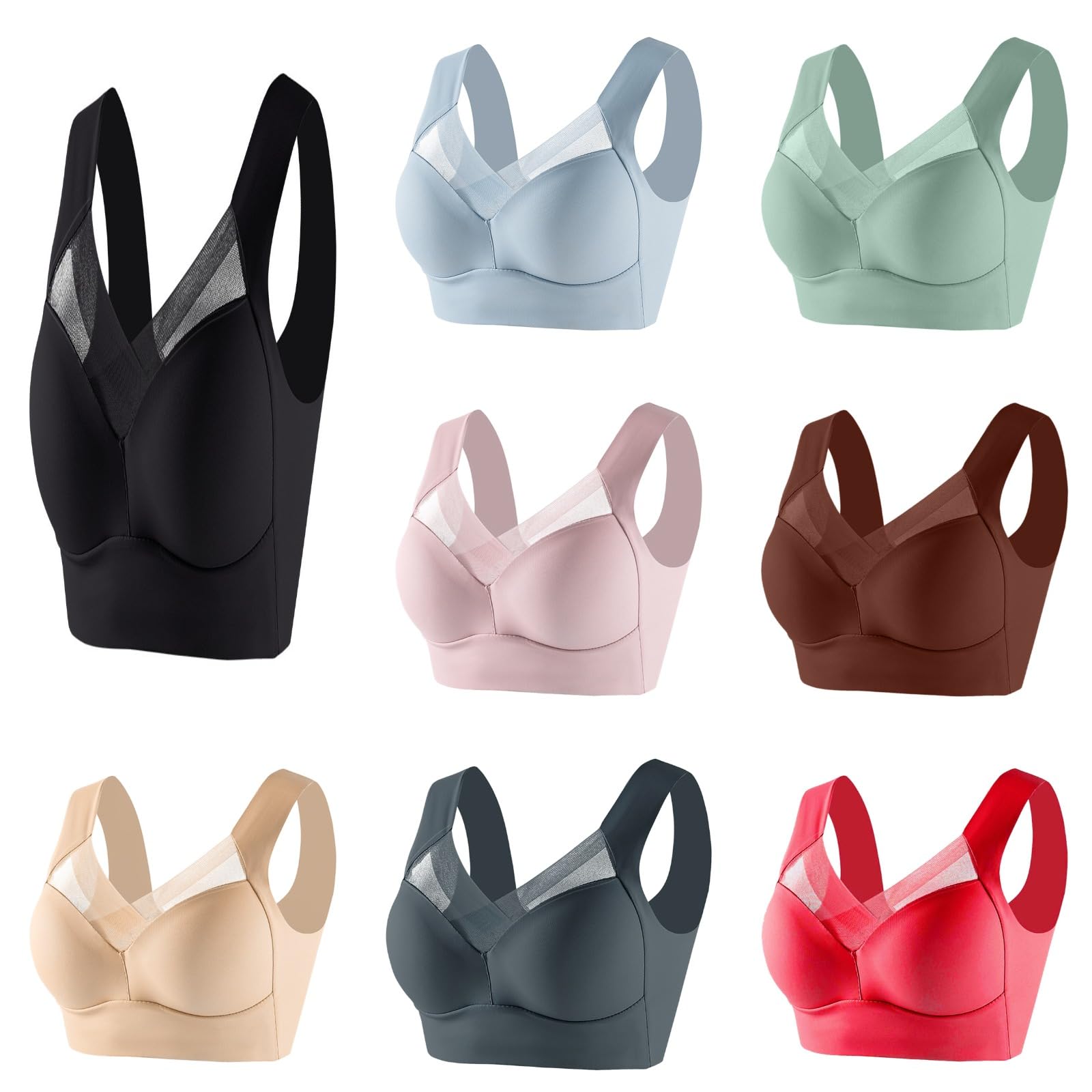 Wireless Sports Bras for Women - Lightweight Full Coverage Bralette for Yoga & Gym