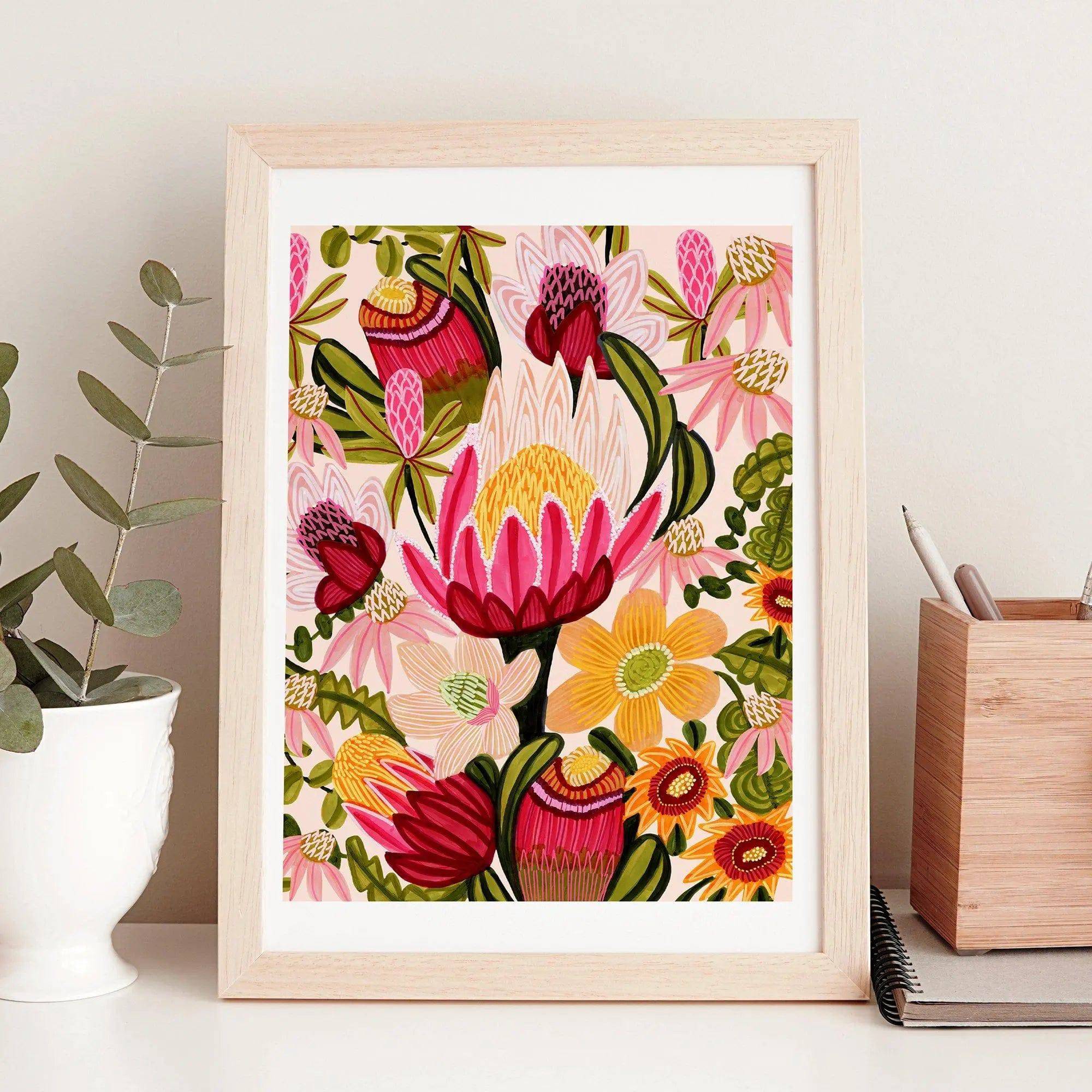 King Proteas Botanical Wall Art Gift Set - Handmade Floral Decor for Home, Office & Wedding - Perfect for Living Room, Bedroom & Event Decorations