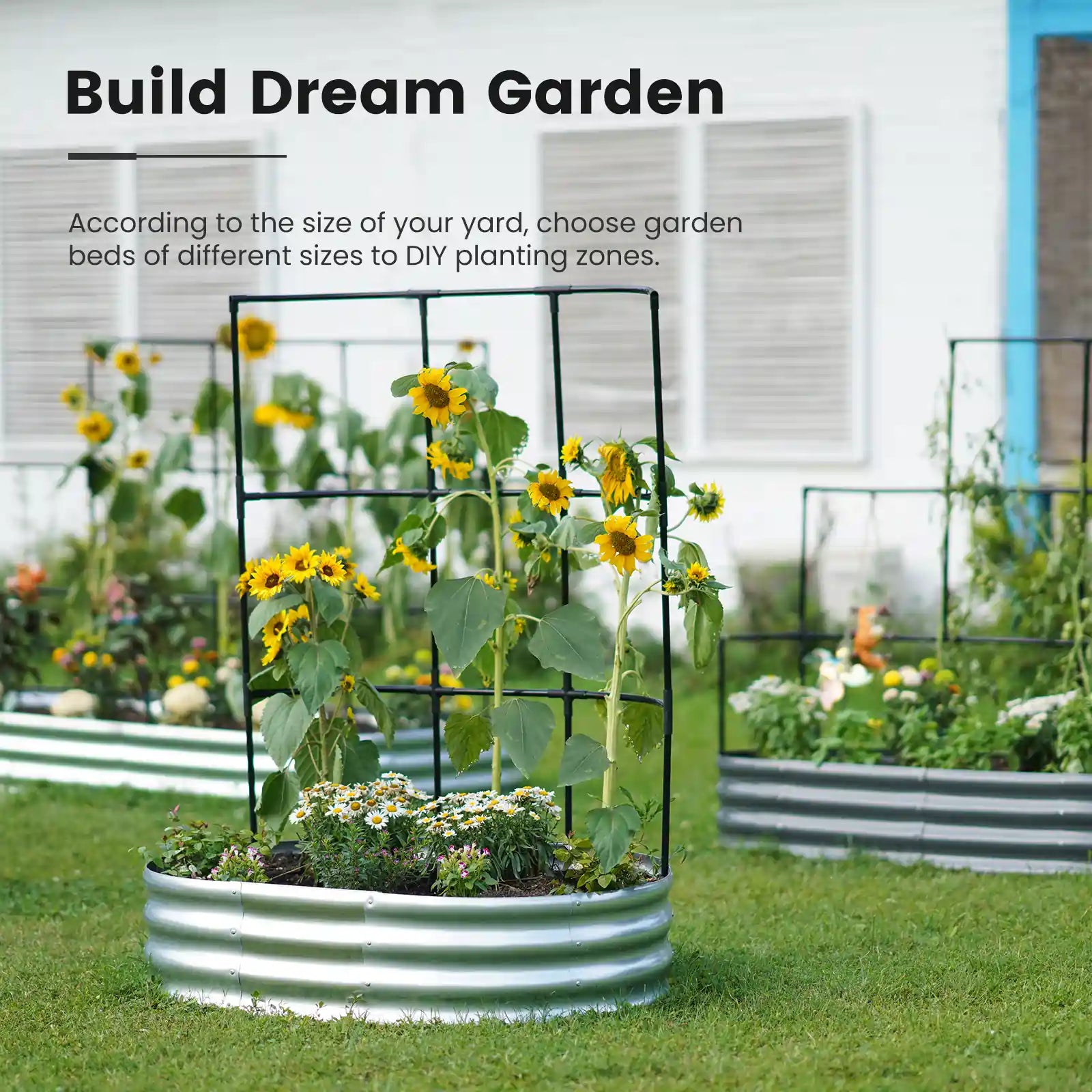 Elevated Raised Garden Bed with Wall Trellis - Perfect for Small Spaces, Urban Gardening & Vertical Planting - Ideal for Vegetables, Flowers & Herbs in Backyards, Patios & Balconies