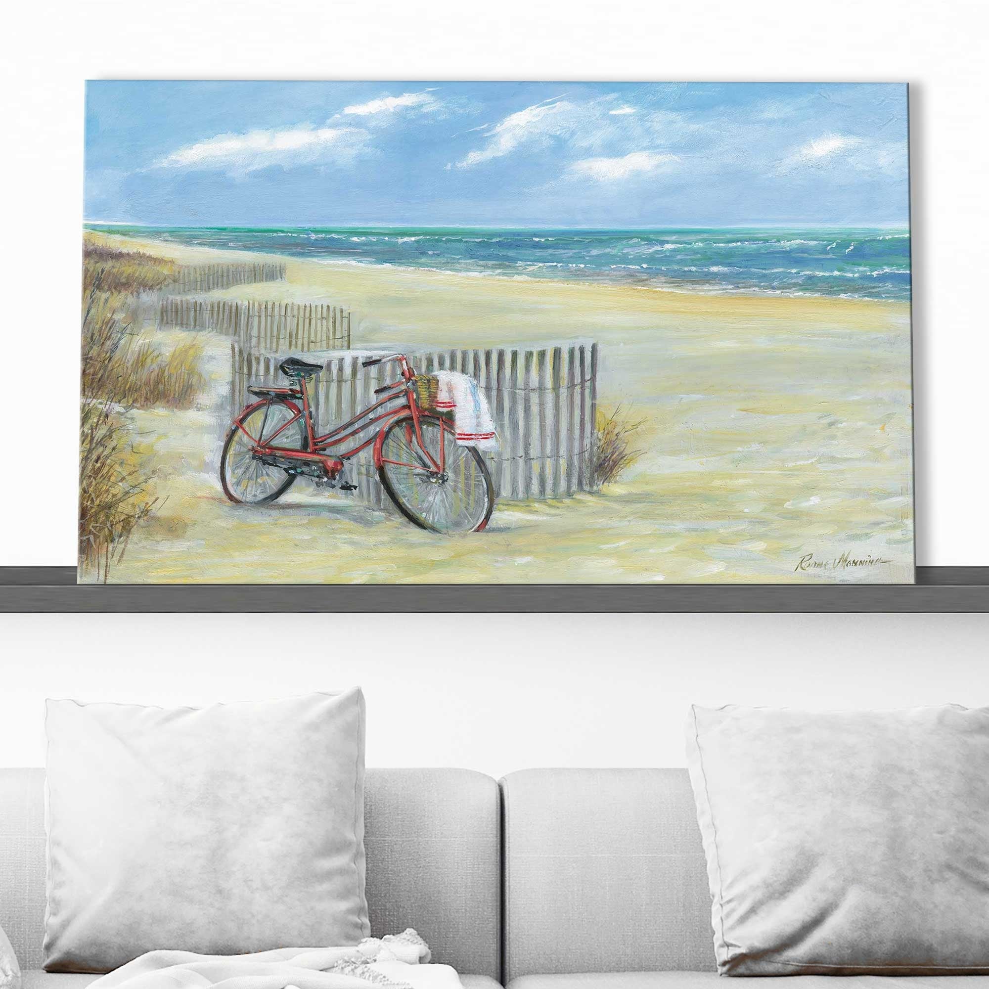 Bike to the Beach by Ruane Manning - Premium Canvas Wall Art Print for Living Room, Bedroom & Office Decor