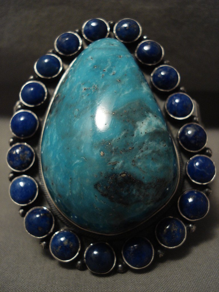 167g Ben Begaye Native American Turquoise Lapis Silver Bracelet - Handmade Southwest Jewelry for Women, Boho Chic Accessories, Perfect for Festivals & Special Occasions