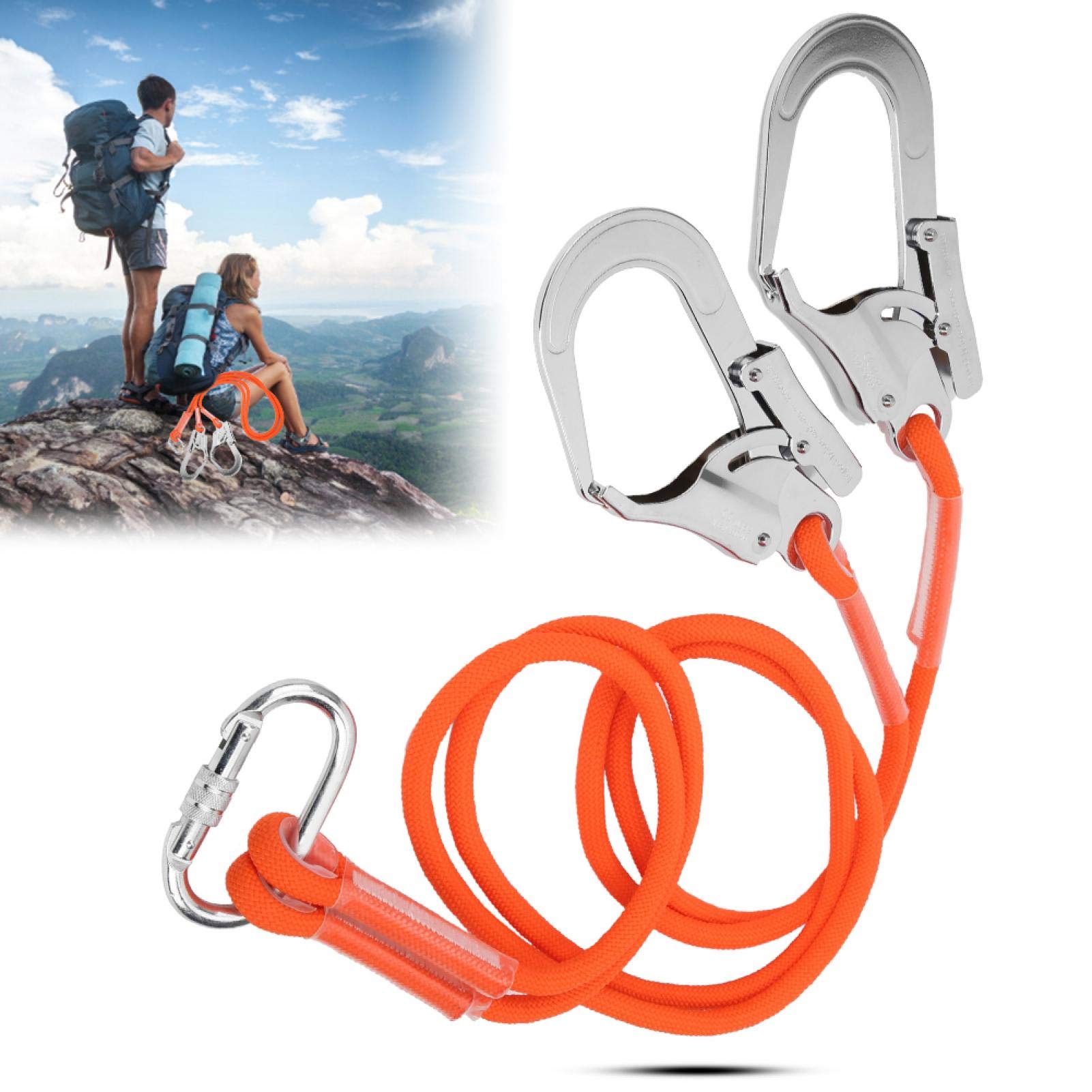 1.6M Fall Protection Lanyard - Aerial Work Safety Belt Rope for Outdoor Construction & Tree Climbing Gear | OSHA Compliant Safety Equipment for Roofing, Window Cleaning, and Industrial Work