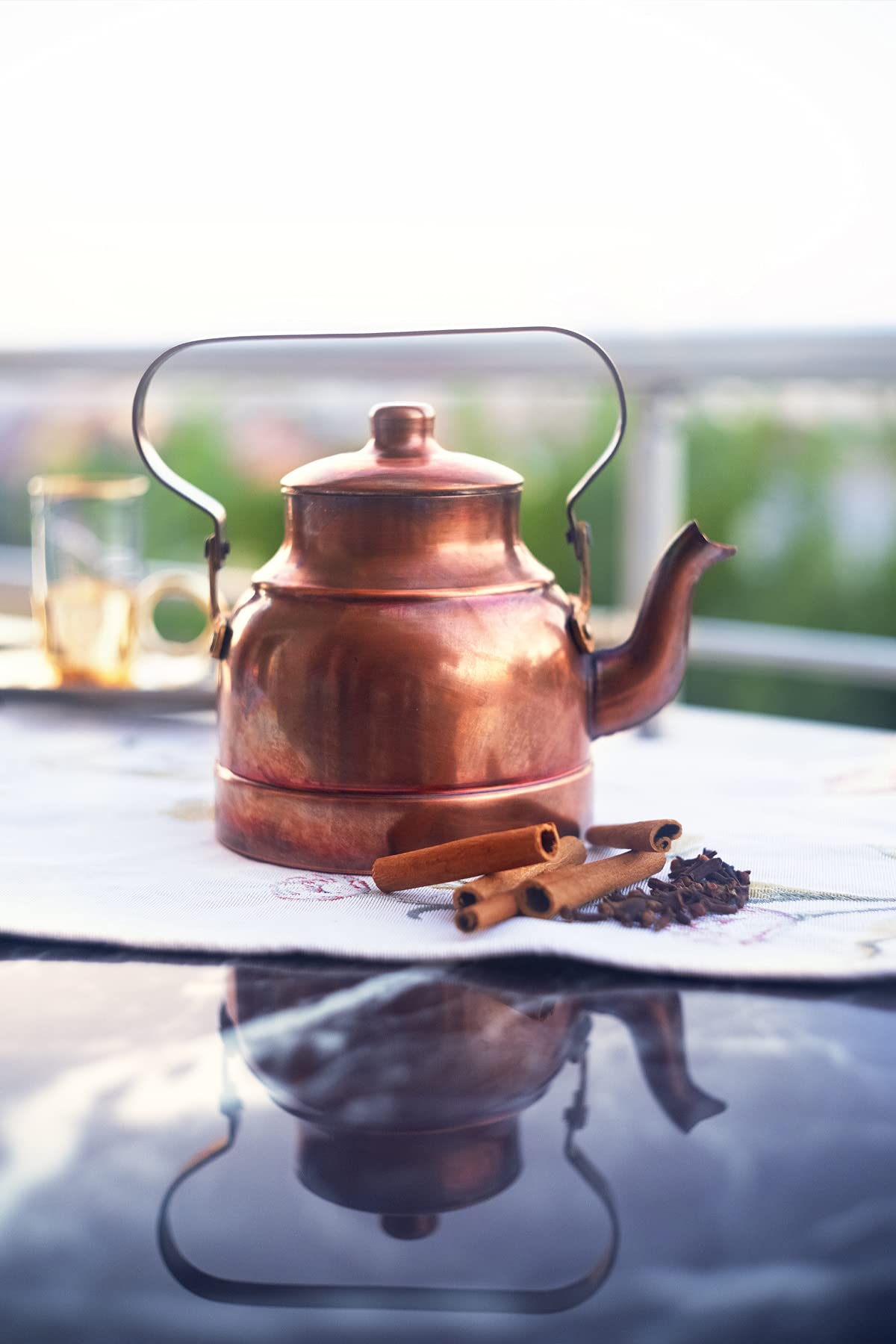 Premium Handcrafted 1.3L Copper Tea Kettle - Antique Oxidized Finish for Stovetop & Electric Use - Perfect for Tea Ceremonies, Home Decor & Gift Giving