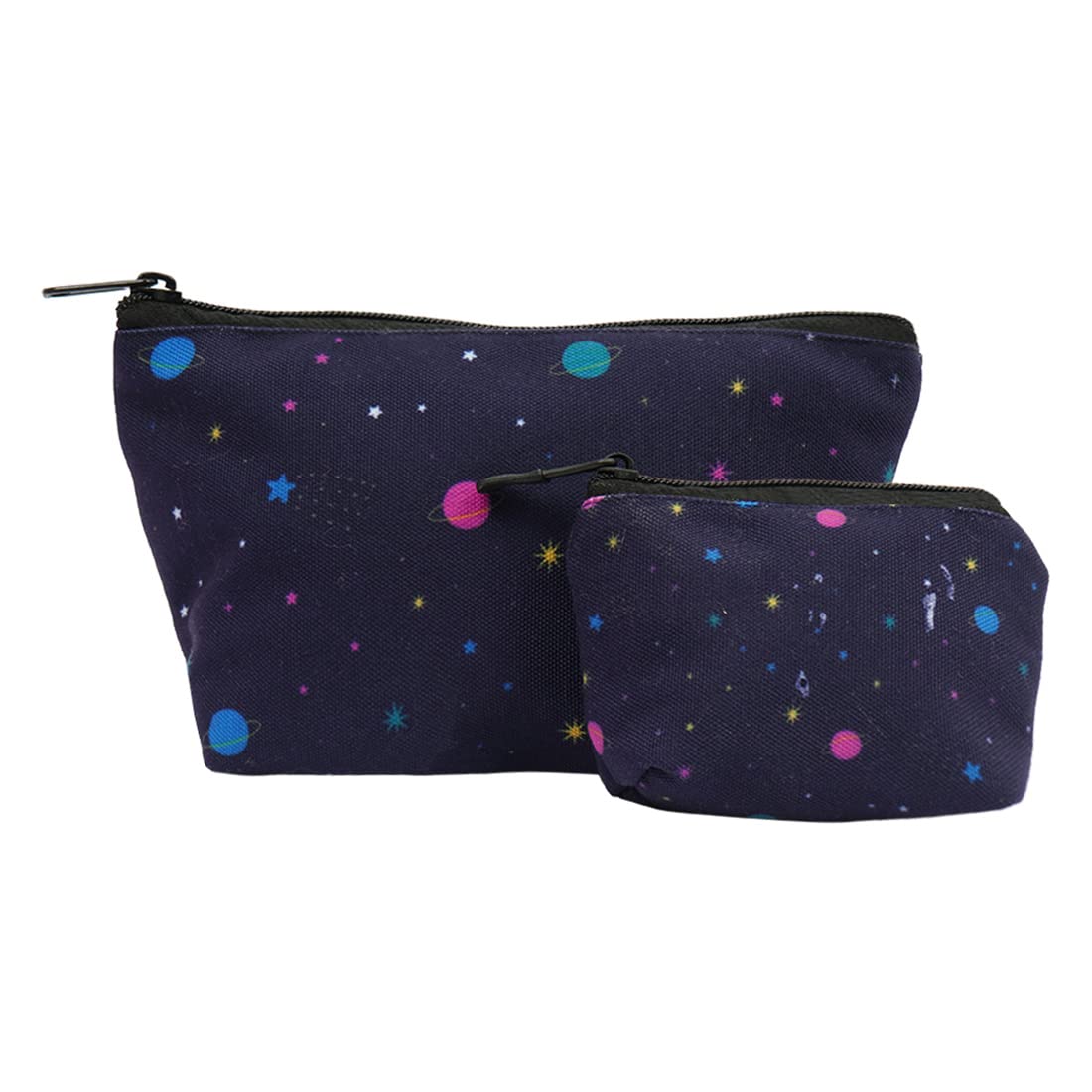 Crazyify Printed Makeup Pouch Set of 2 - Waterproof Cosmetic Bag & Travel Toiletry Organizer for Women | Perfect for Travel, Gym, and Daily Essentials Storage