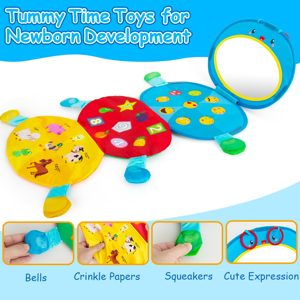 High Contrast Baby Mirror & Crinkle Toys for Tummy Time - Sensory Learning & Brain Development for Newborns 0-6 Months - Perfect Infant Toys for 3-6 Month Olds - Great Gift for Baby Showers & Early Childhood Development