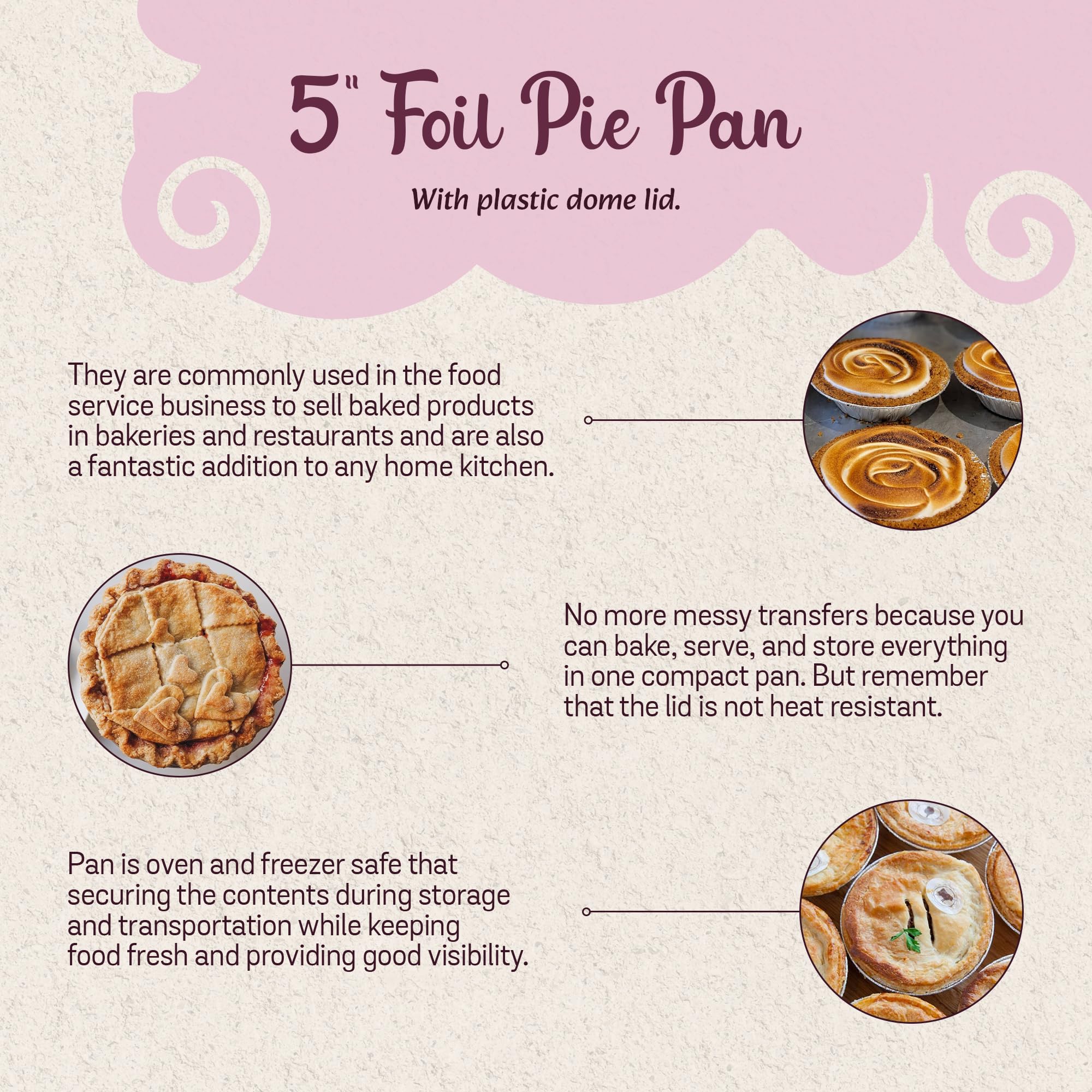 KitchenDance 5 Inch Mini Pie Tins with Lids - Premium Aluminum Pie Pans for Baking Pies, Tarts, Cobblers & Cakes - Reusable & Non-Stick - Perfect for Home Bakers & Professional Chefs (Set of 500, Pink) | Ideal for Holiday Baking, Potlucks & Dessert Parties
