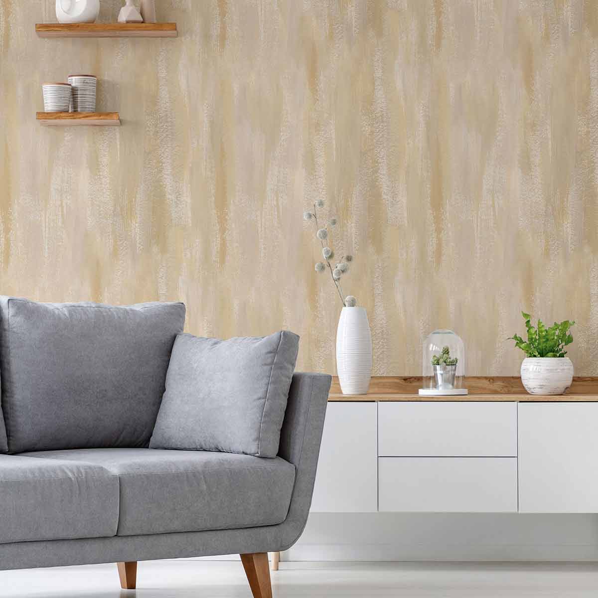 Beige Wood Peel and Stick Removable Wallpaper 6974 - Self-Adhesive Decorative Wall Covering for Bedroom, Living Room & Office