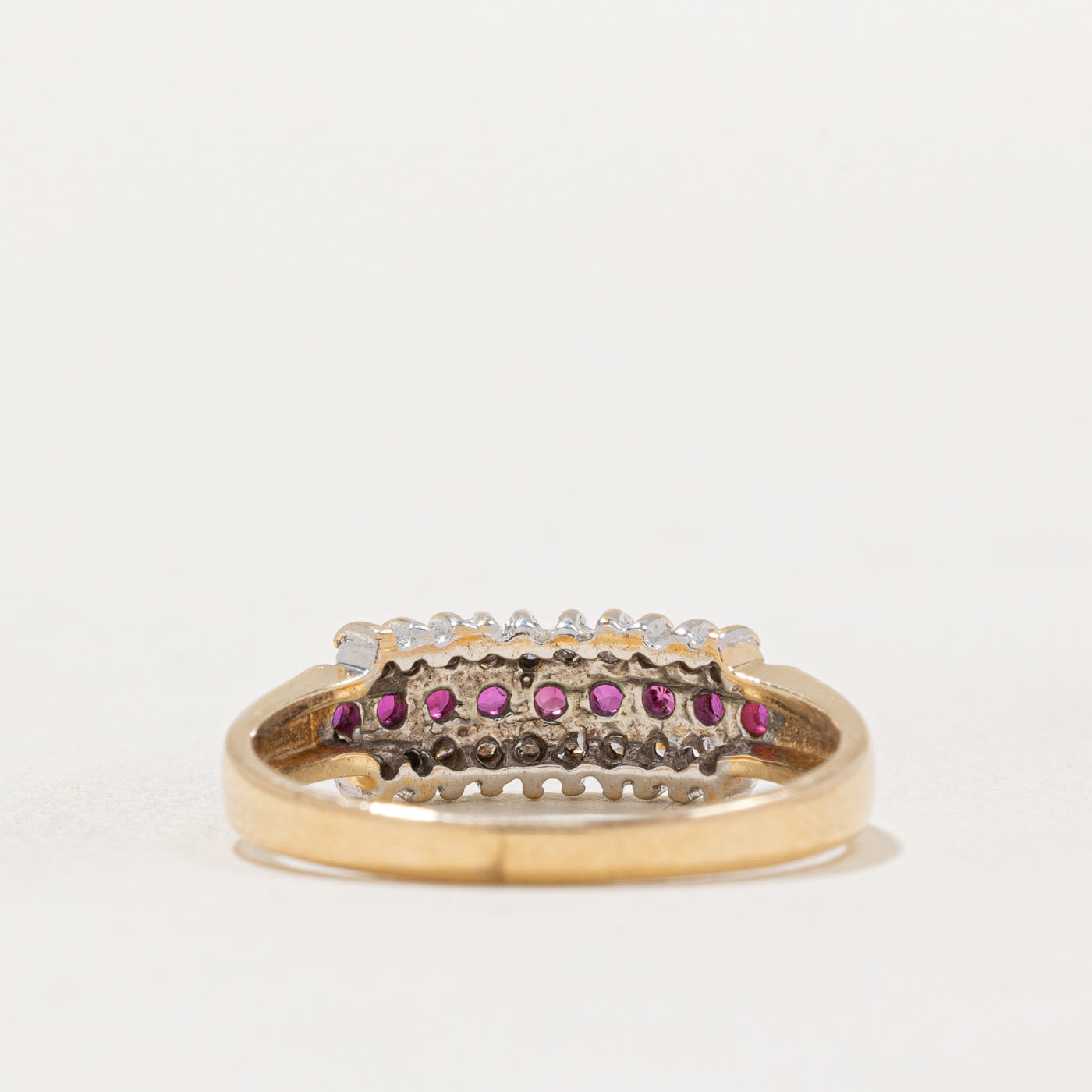 Exquisite Ruby & Diamond Row Ring - 0.20ctw Ruby & 0.10ctw Diamond - Size 7.5 - Elegant Wedding Band, Anniversary Gift, or Special Occasion Jewelry for Women