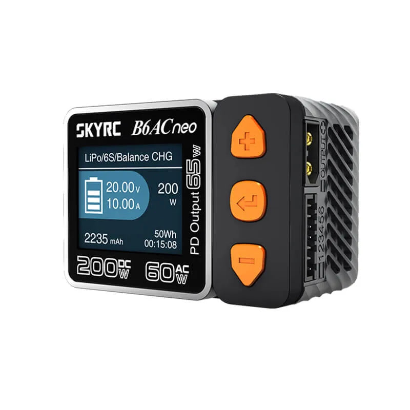 SKYRC B6ACneo 60W AC/200W DC Smart Battery Charger with 10A Balance Charging - Perfect for RC Cars, Drones, and LiPo Battery Maintenance
