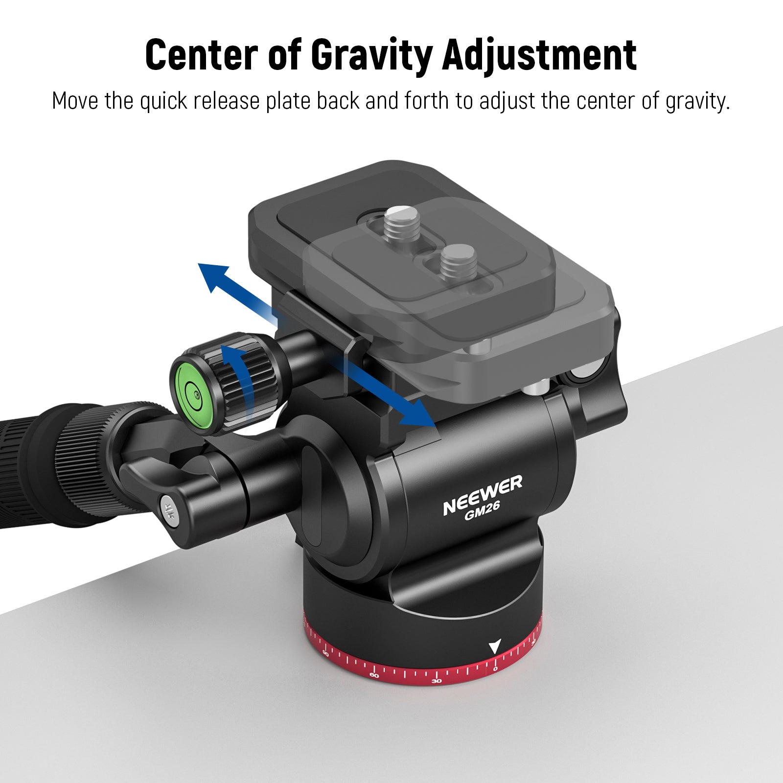 NEEWER GM26 Professional Video Tripod Head with Upgraded Horizontal Switch - Perfect for DSLR Cameras, Video Shooting & Live Streaming