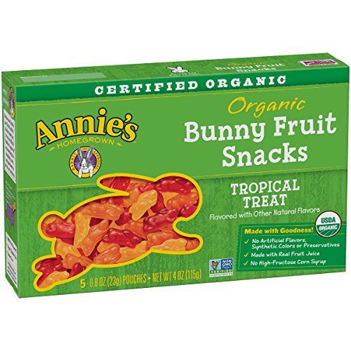 Annie's Organic Bunny Fruit Snacks - Tropical Treat, 60 Pouches (0.8 oz Each), Pack of 12 | Healthy Kids Snacks for Lunch Boxes, School, Travel & On-the-Go