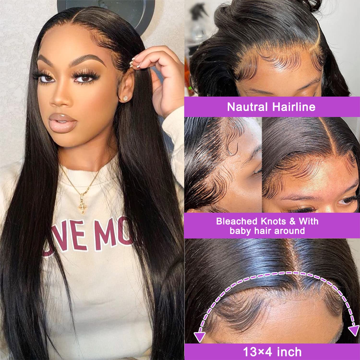 30 Inch Lace Front Human Hair Wigs - Pre Plucked with Baby Hair, 200% Density, 13x4 HD Transparent Lace - Glueless Natural Color for Women | Perfect for Daily Wear, Cosplay & Special Occasions