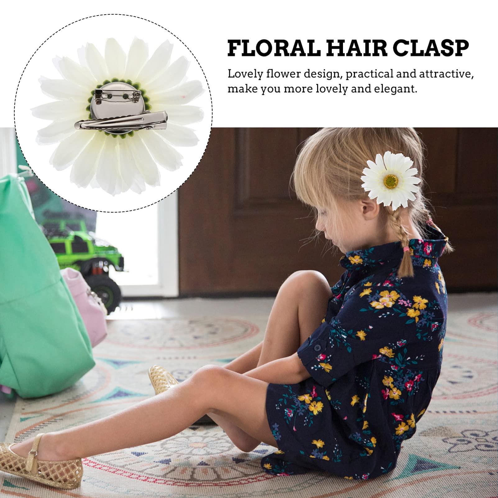 Beaupretty 12pcs Sunflower Hair Clips for Women & Girls - Daisy Flower Barrettes, Hawaiian Beach Alligator Clips, Summer Hair Accessories (White) - Perfect for Beach Vacations, Weddings & Everyday Wear