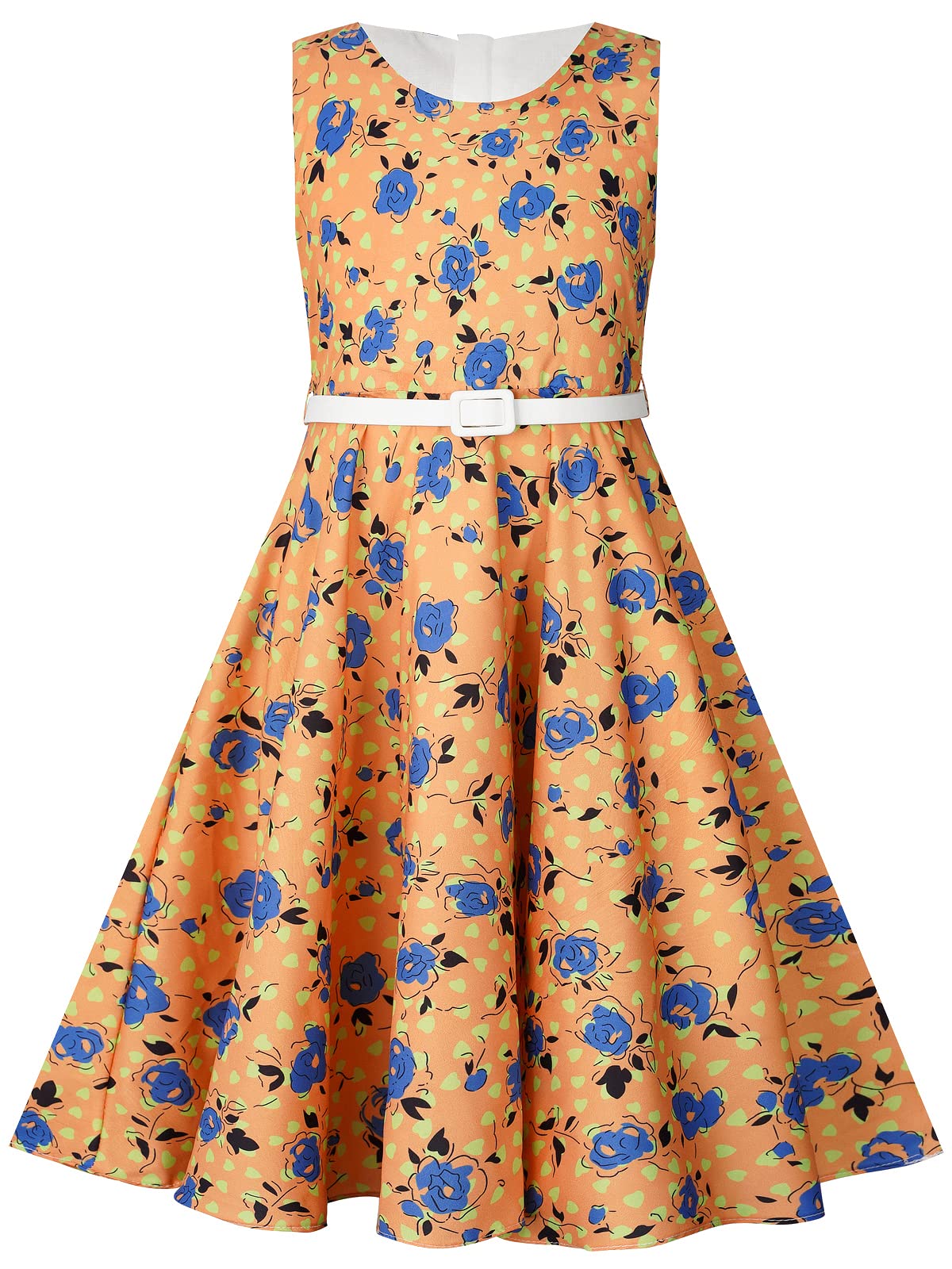 Bonny Billy Girls Vintage Floral Swing Dress - Elegant Kids Party Dress for Birthday, Tea Party & Special Occasions