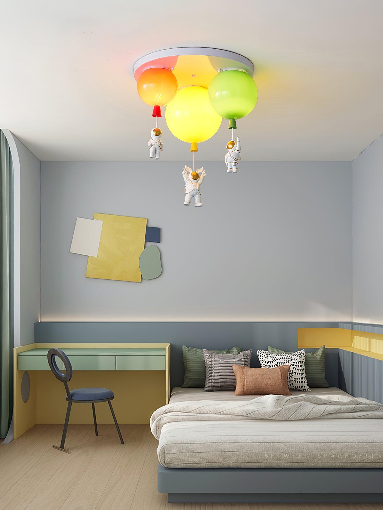 Astronaut Glossy Balloon Ceiling Lamp - Space Themed LED Night Light for Kids Room & Nursery Decor - Perfect for Bedroom, Playroom, and Birthday Party Decorations