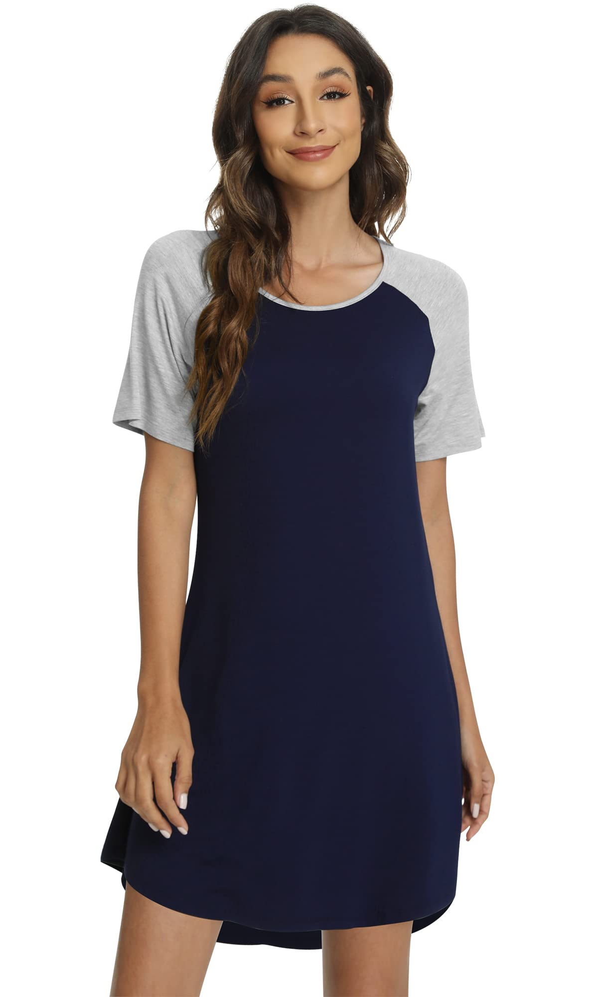 WiWi Women's Bamboo Viscose Nightgown - Lightweight Short Sleeve Sleep Shirt for Summer, Soft & Breathable (Sizes S-XXL) | Perfect for Relaxing at Home, Lounging & Comfortable Sleep