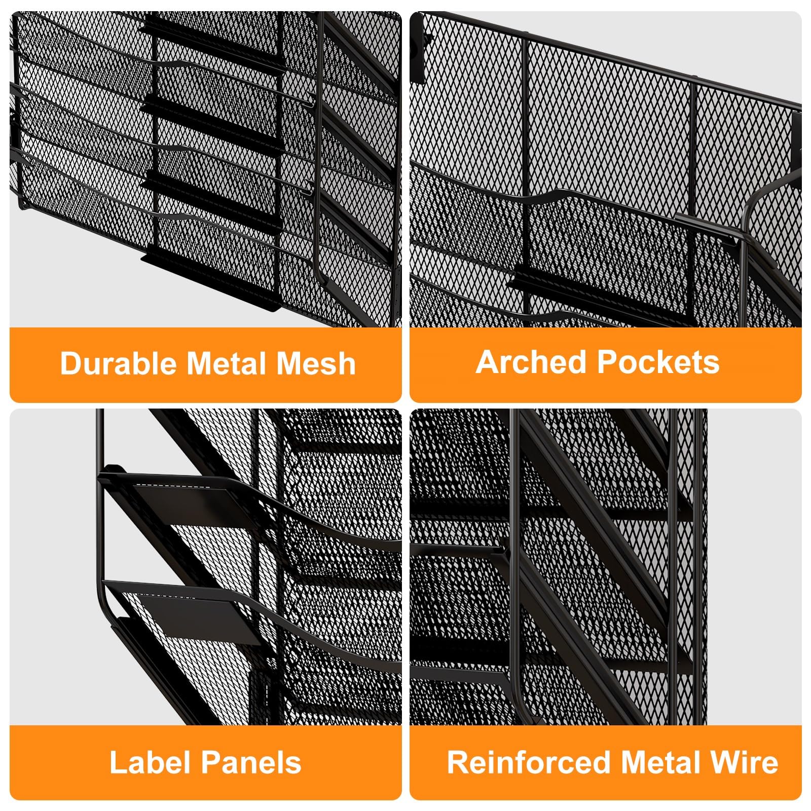 5-Pocket Mesh Wall File Organizer - Hanging File Holder for Mail, Magazines & Documents - Space-Saving Office & Home Organization Solution - Perfect for Desks, Entryways & Home Offices
