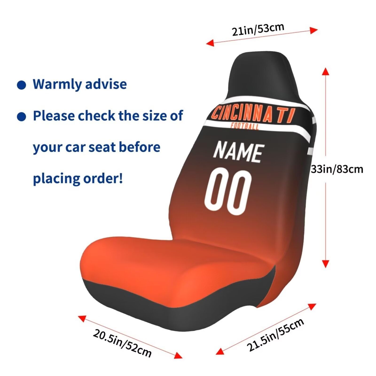 Custom Personalized Football Car Seat Covers - Add Any Name & Number - Universal Fit for Most Vehicles (20.5