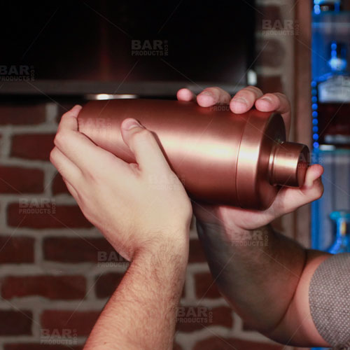 BarConic® 3-Piece Antique Finish Cocktail Shaker Set - 28oz Stainless Steel Mixing Cups with Flat Top - Perfect for Bartenders, Home Bars & Cocktail Parties