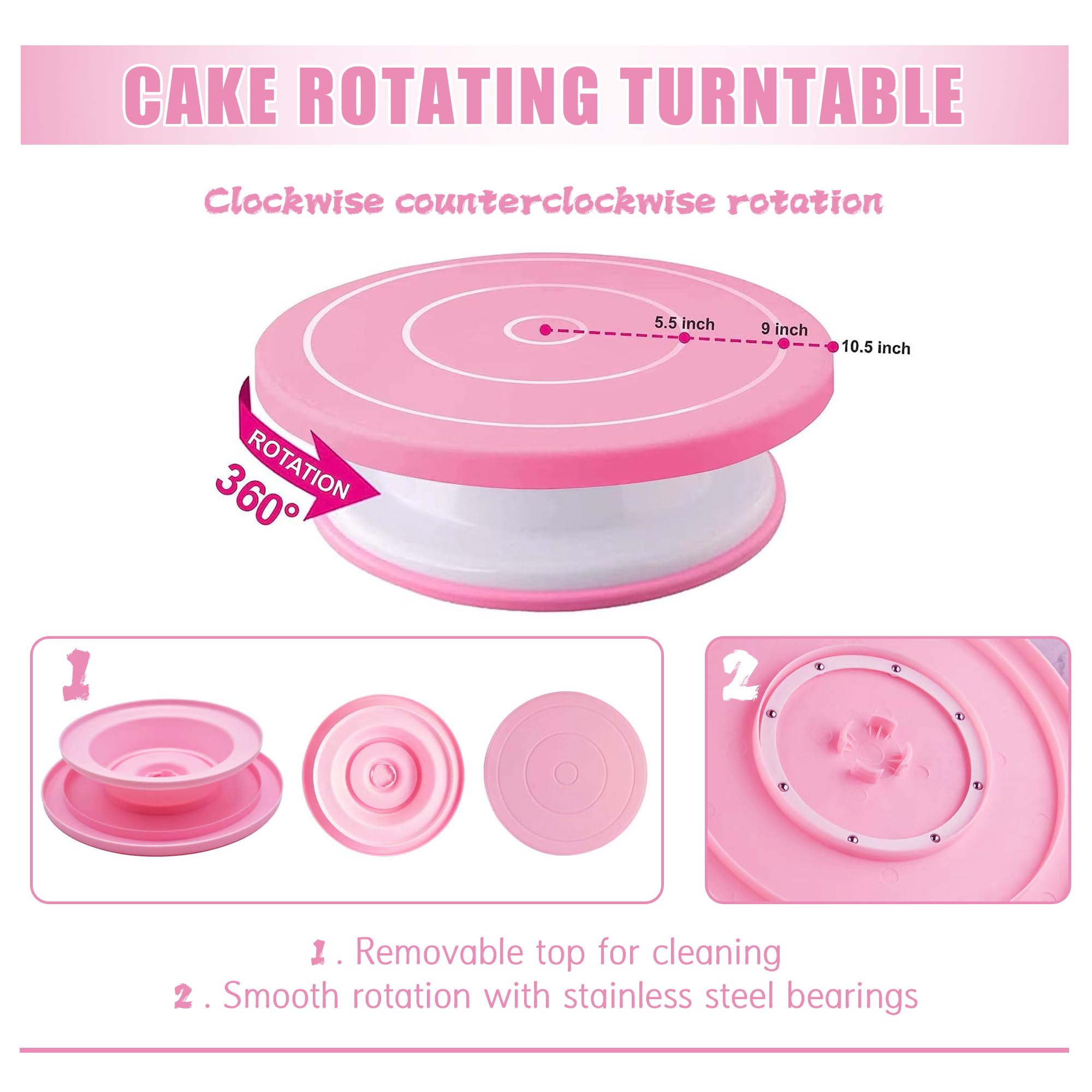 **255-Piece Cake Decorating Supplies Kit with Turntable, 12 Icing Tips, Cookie Cutters & Smoother – Professional Baking Tools for Birthday, Wedding & Party Cake Decorating**