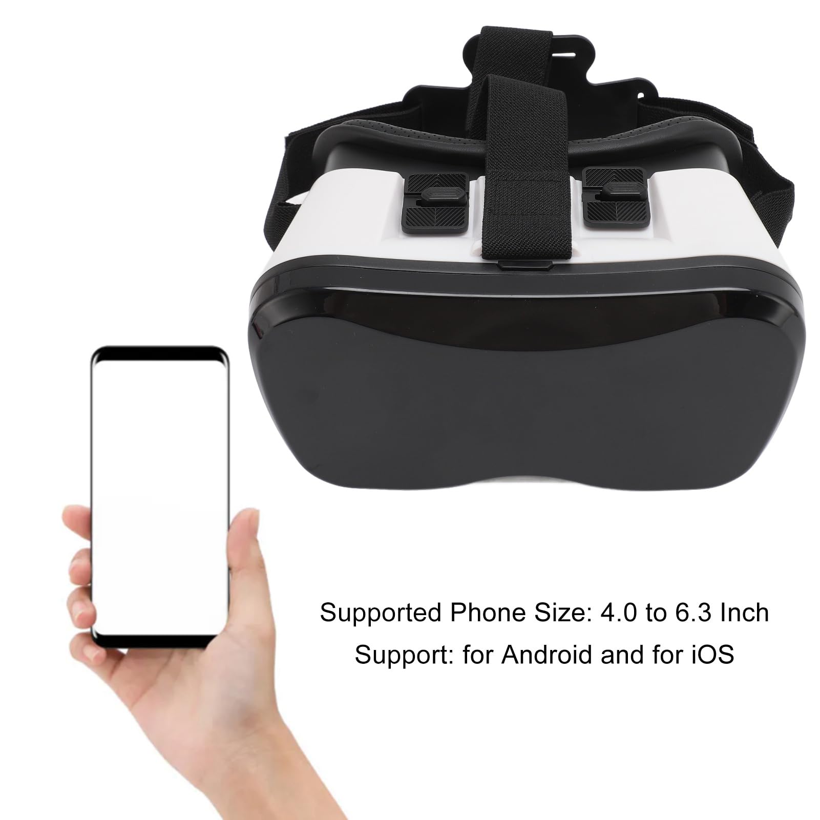 VR Headset 5PLUS - Immersive Virtual Reality Experience, Universal Compatibility for iOS & Android, Ergonomic Design with Phone Clip & Headphone Ports - Perfect for Gaming, Movies & Virtual Tours