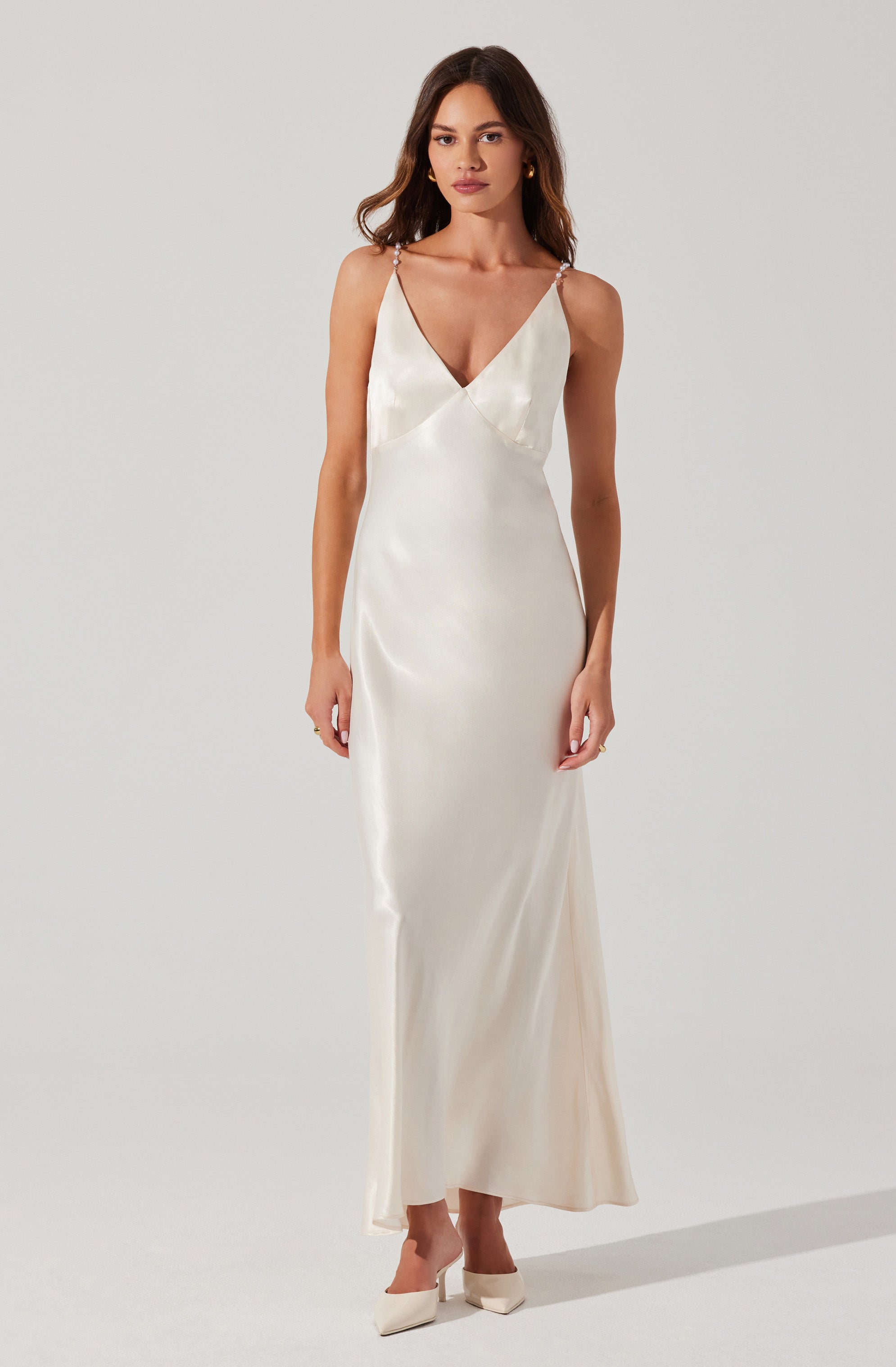 Elegant Maxime Pearl Straps Maxi Dress for Women - Summer Beach Wedding Party & Vacation Outfit