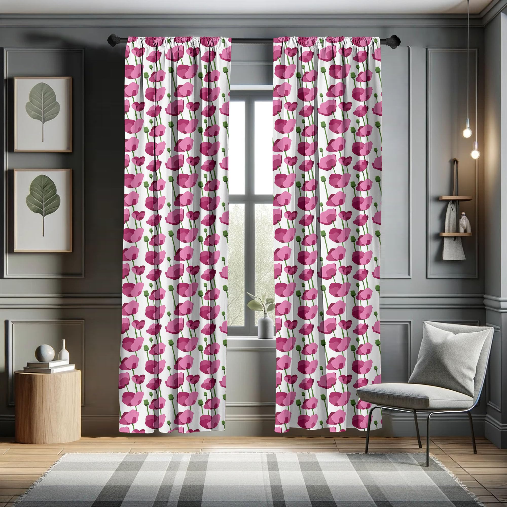 Ambesonne Floral Curtains - 2 Panel Set for Living Room & Bedroom, 28