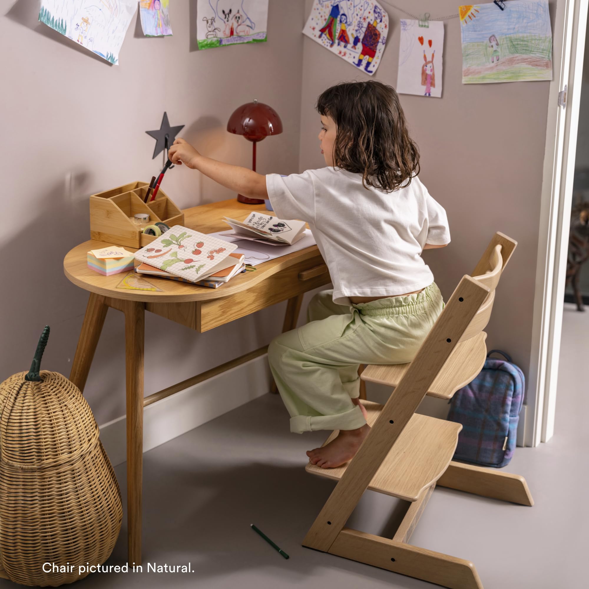 Stokke Tripp Trapp Adjustable High Chair - Convertible Baby to Adult Chair in Whitewash - Ergonomic & Comfortable for Toddlers, Kids & Parents - Perfect for Dining, Feeding & Learning Activities